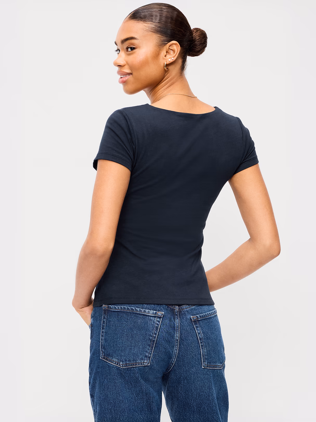 Hug Double-Layer Scoop-Neck Top - In the Navy