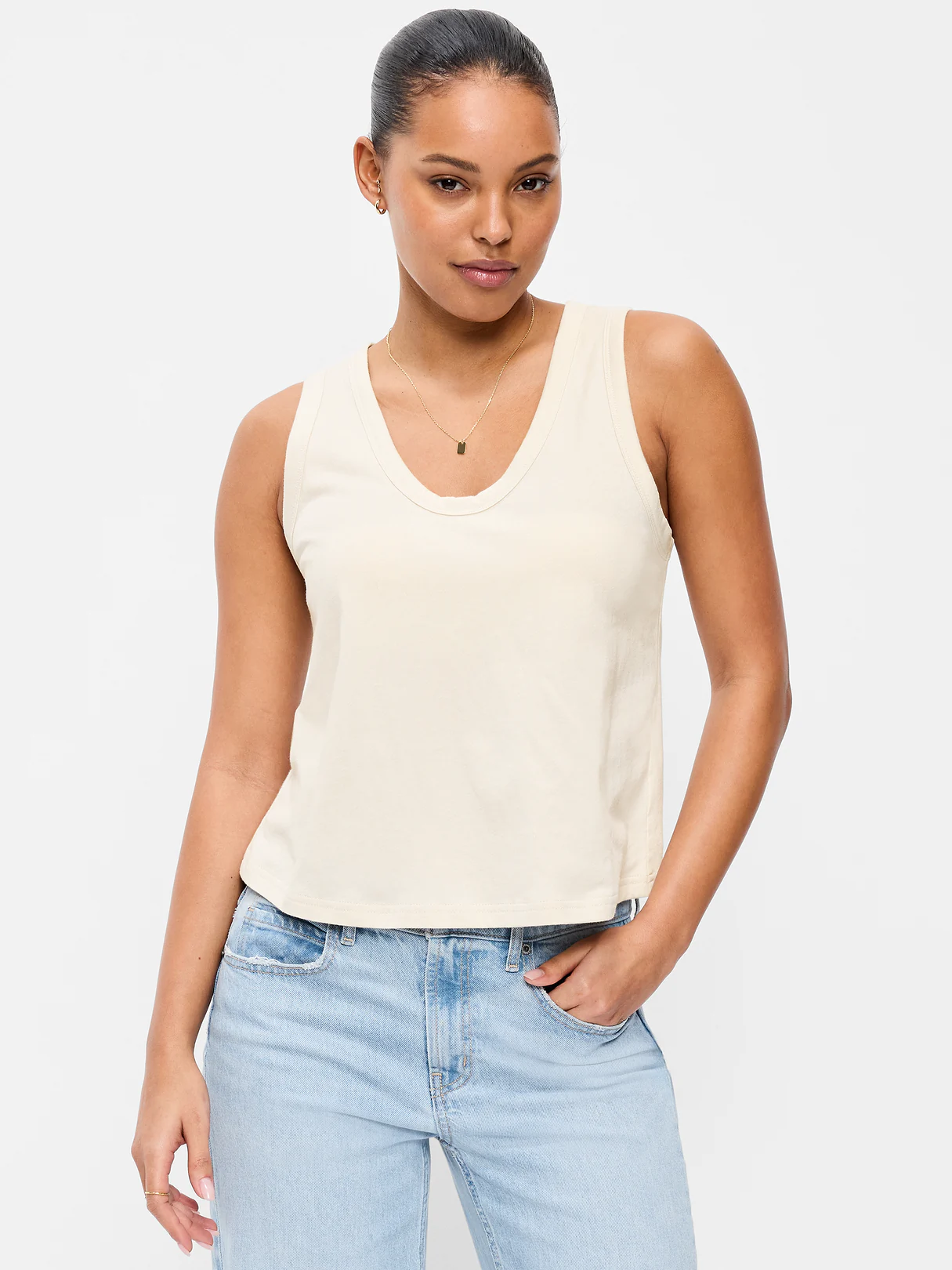 Relaxed Scoop-Neck Tank Top - Wish Bone