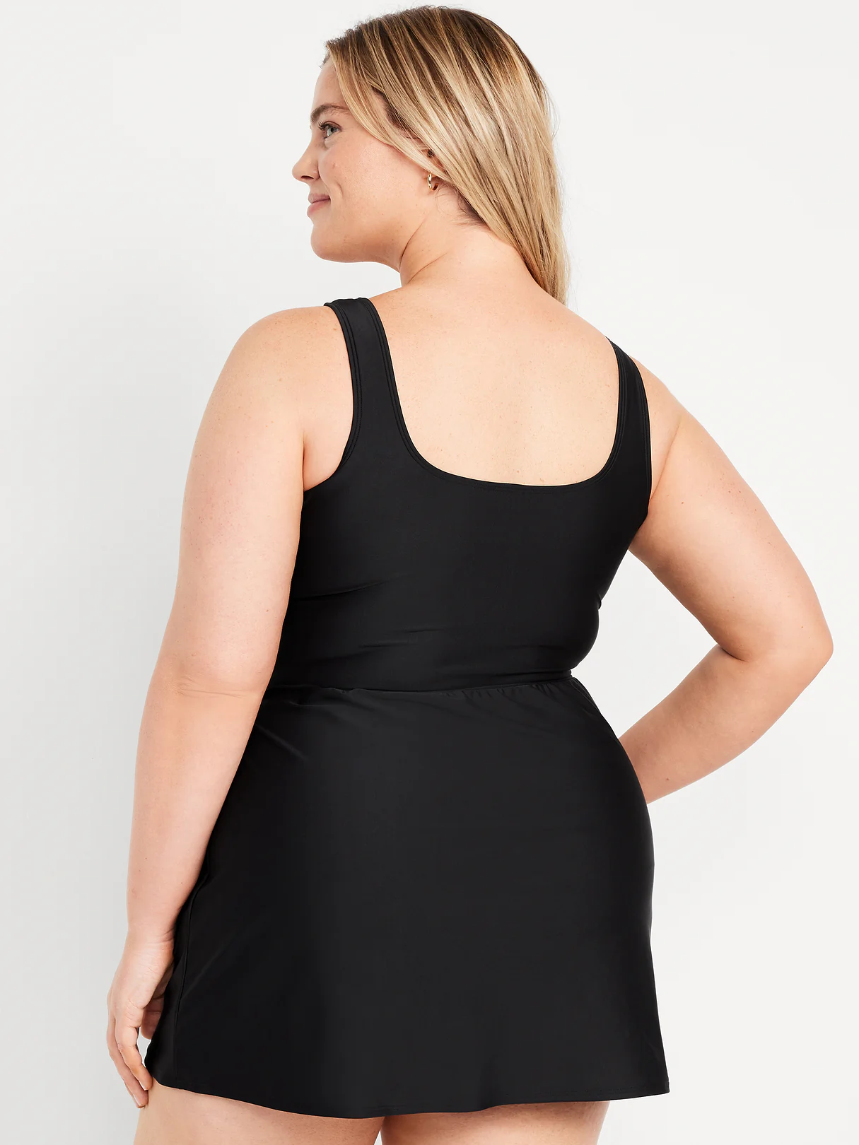 Pique Side-Tie Swim Dress - Black Jack