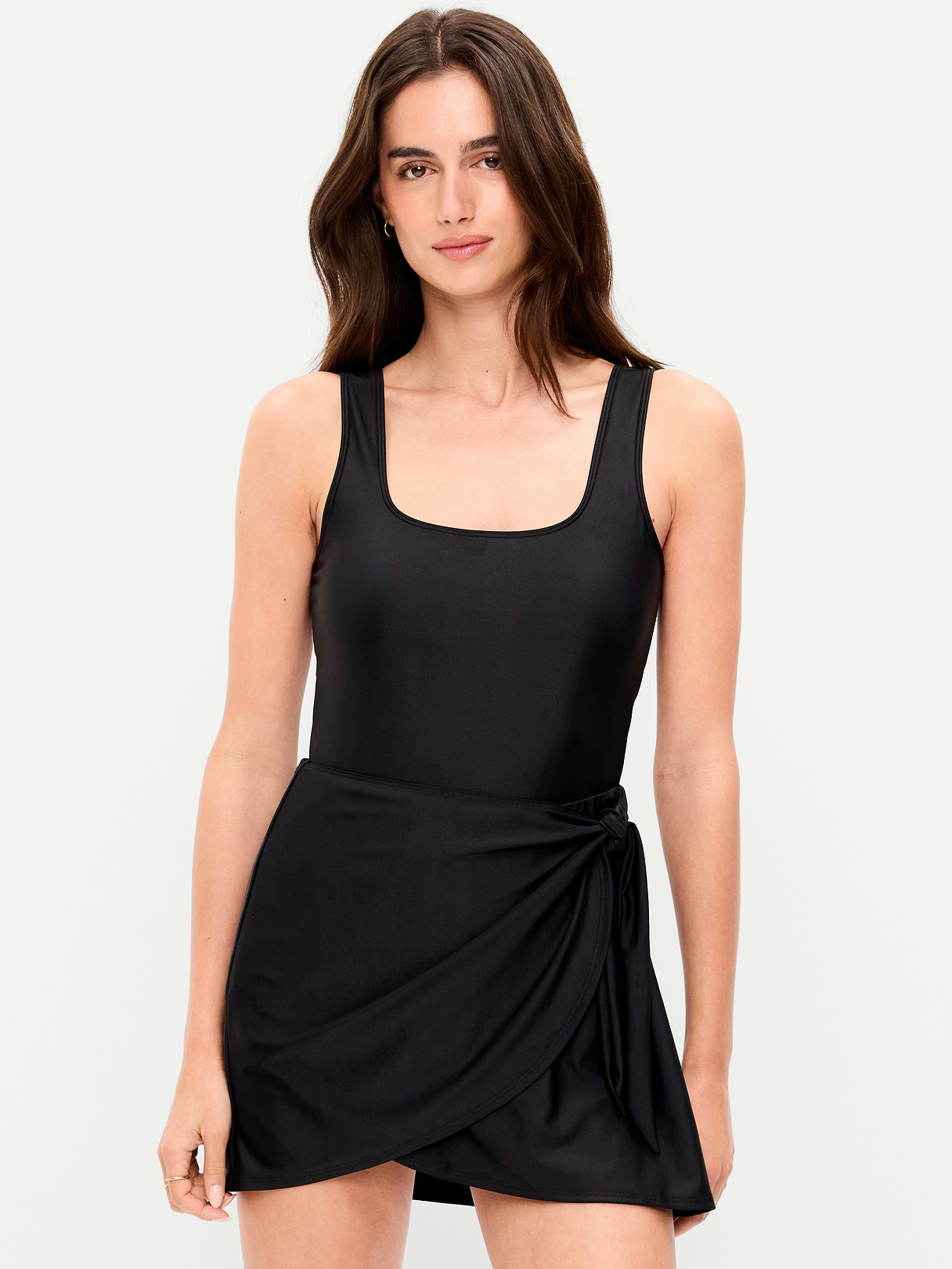 Pique Side-Tie Swim Dress - Black Jack