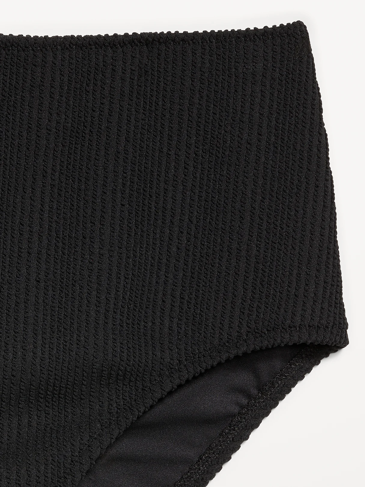 High-Waisted Ribbed Bikini Swim Bottoms - Black Jack