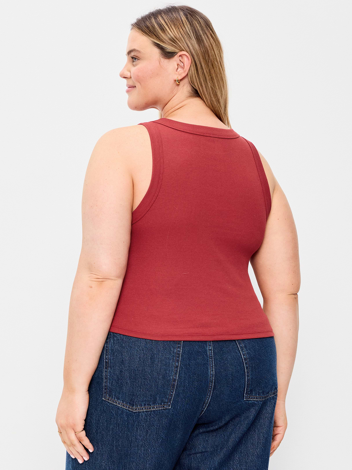 Crop Ribbed Tank Top - Loganberry