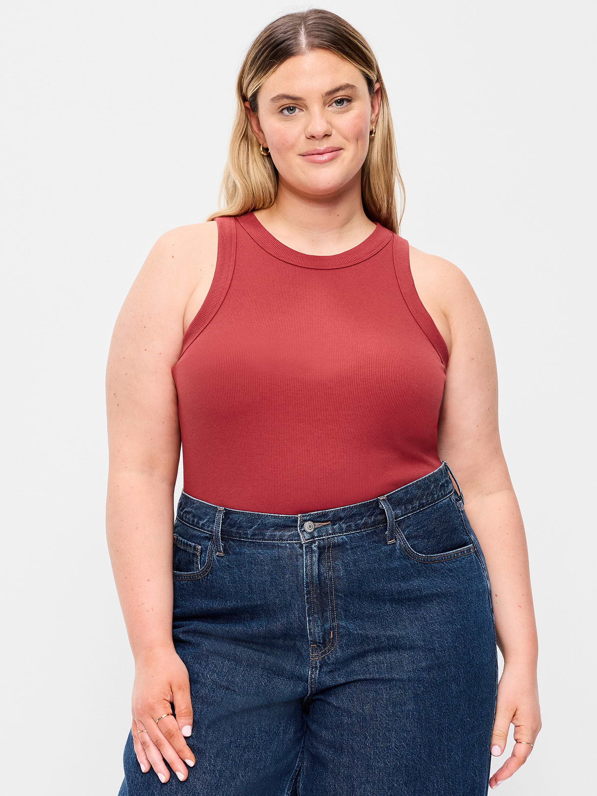 Crop Ribbed Tank Top - Loganberry