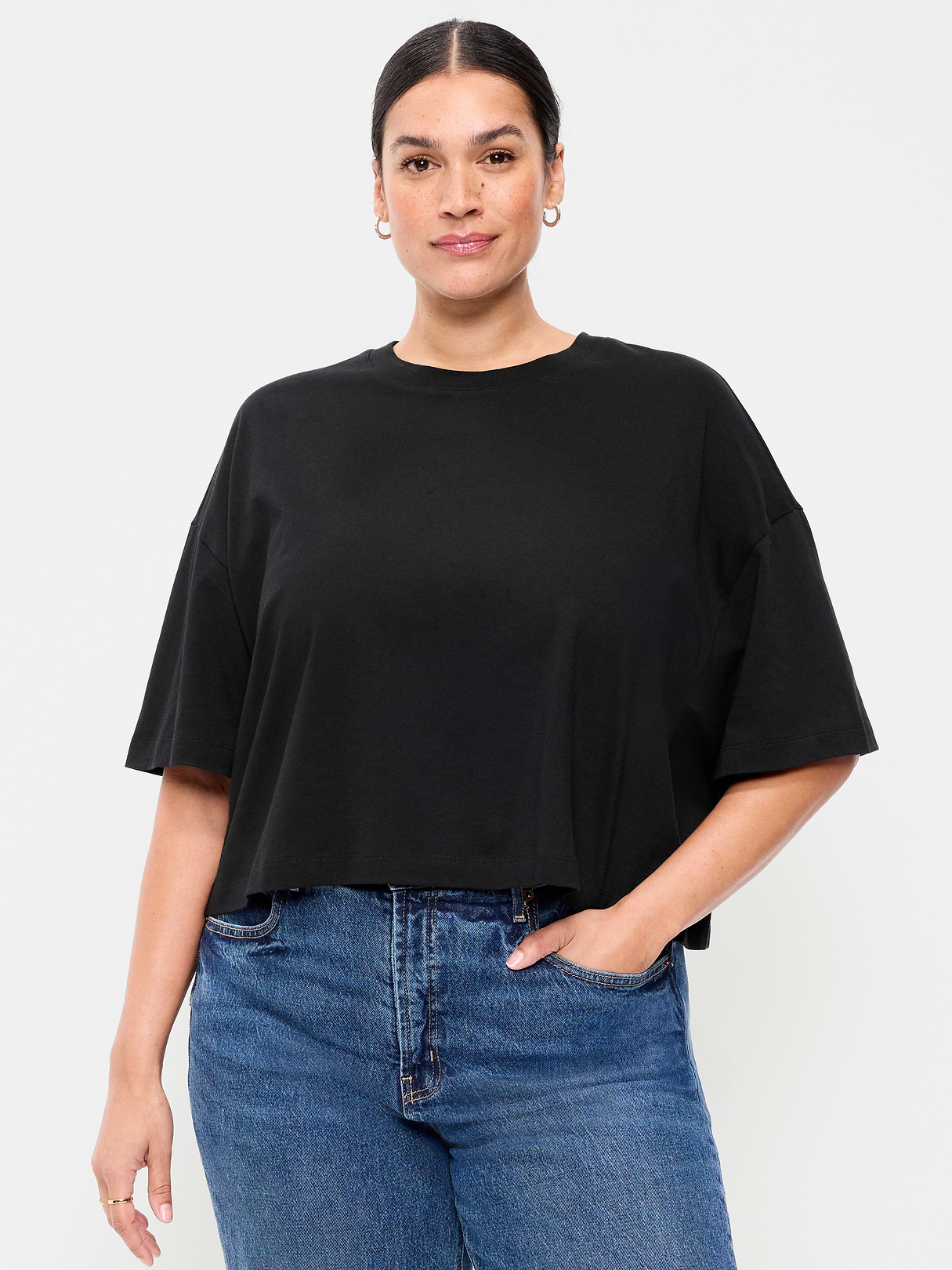 Vintage Crew-Neck Oversized Crop T-Shirt - Black Jack 3