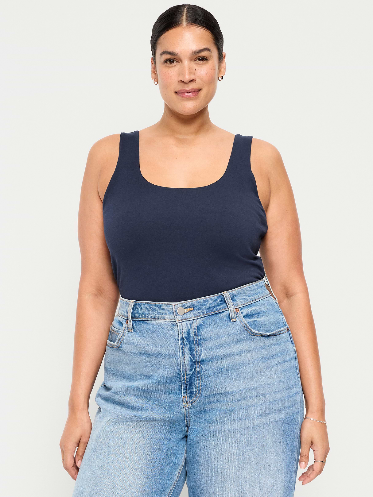 Hug Double-Layer Scoop-Neck Tank Top - In the Navy