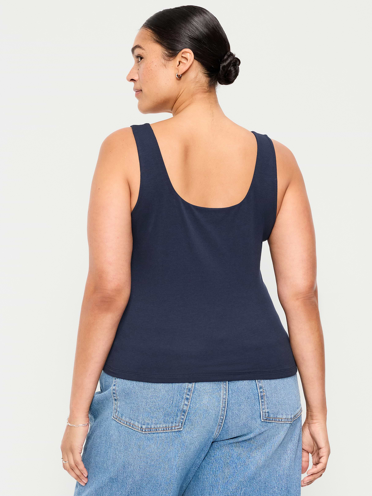Hug Double-Layer Scoop-Neck Tank Top - In the Navy
