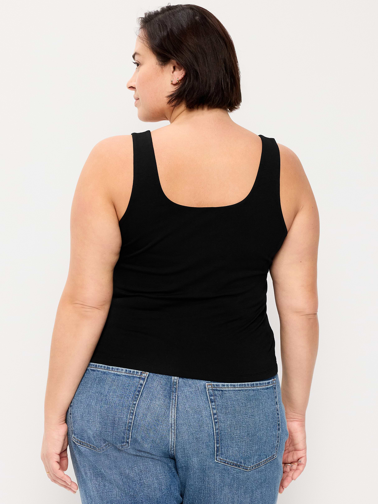 Hug Double-Layer Scoop-Neck Tank Top - Black Jack 3