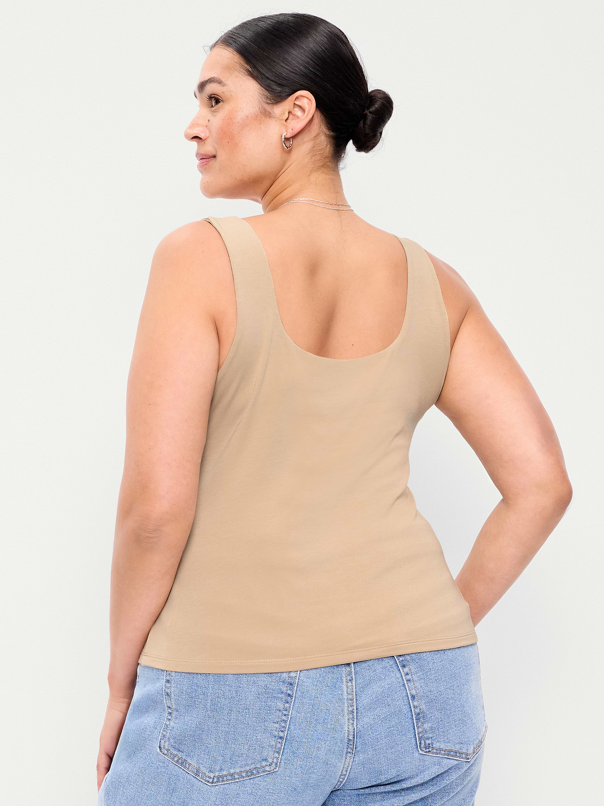 Hug Double-Layer Scoop-Neck Tank Top - Mocha Taffy