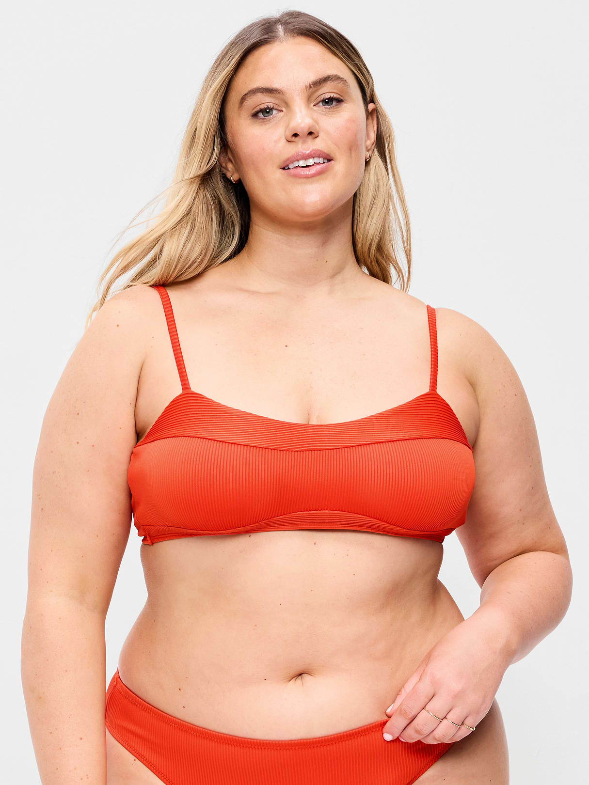 Ribbed Bra Bikini Swim Top - Ornament Orange