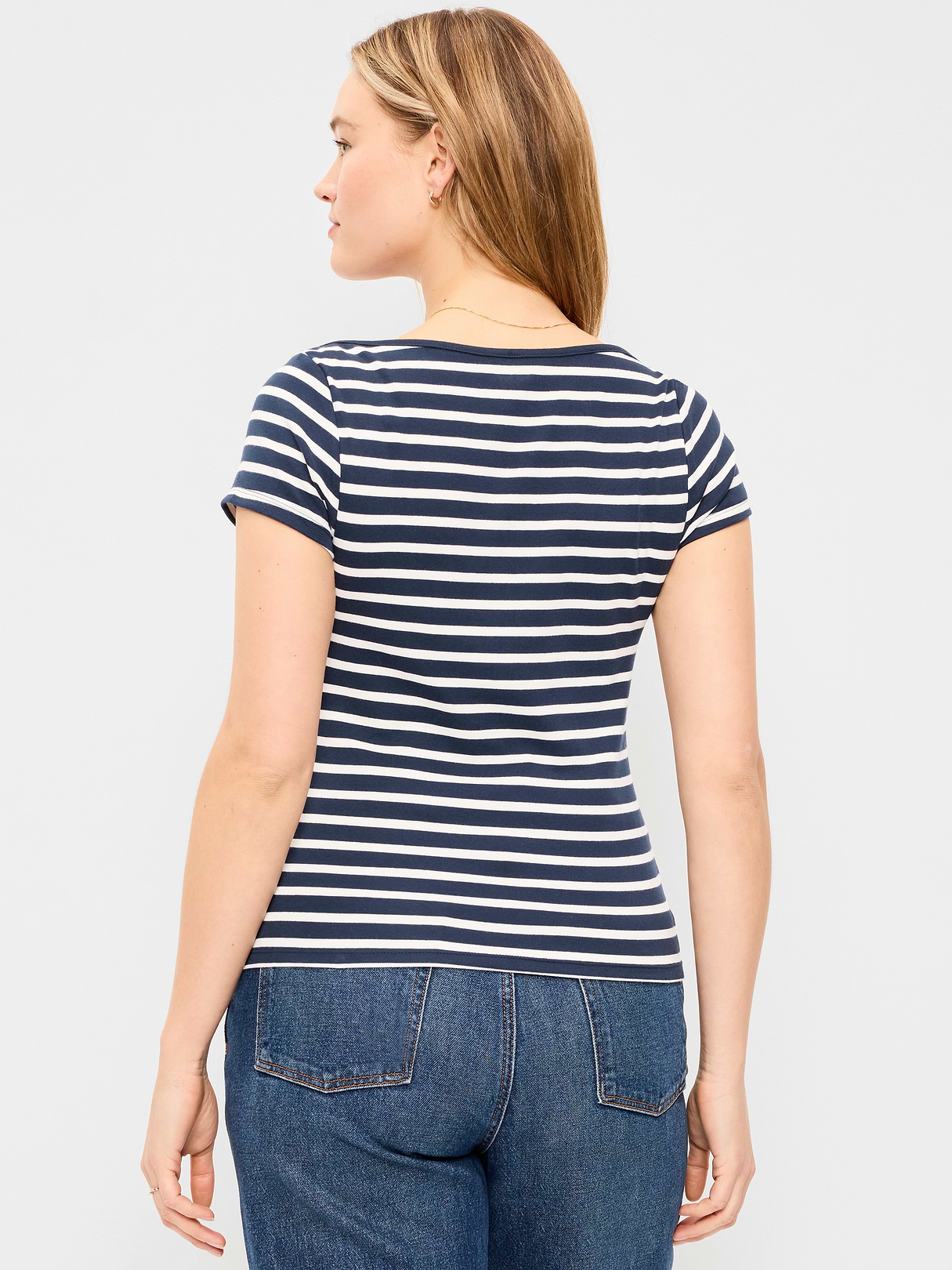 Snug Boatneck T-Shirt - Navy Stripe