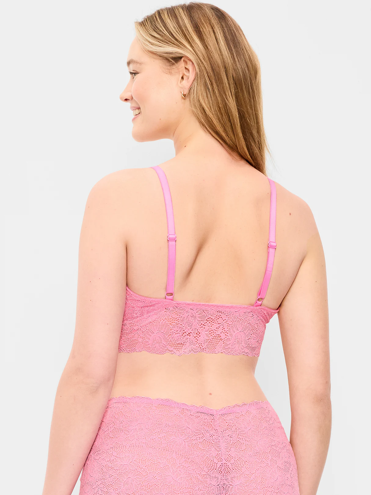 Lace Longline Bralette - Hydrangea Pink