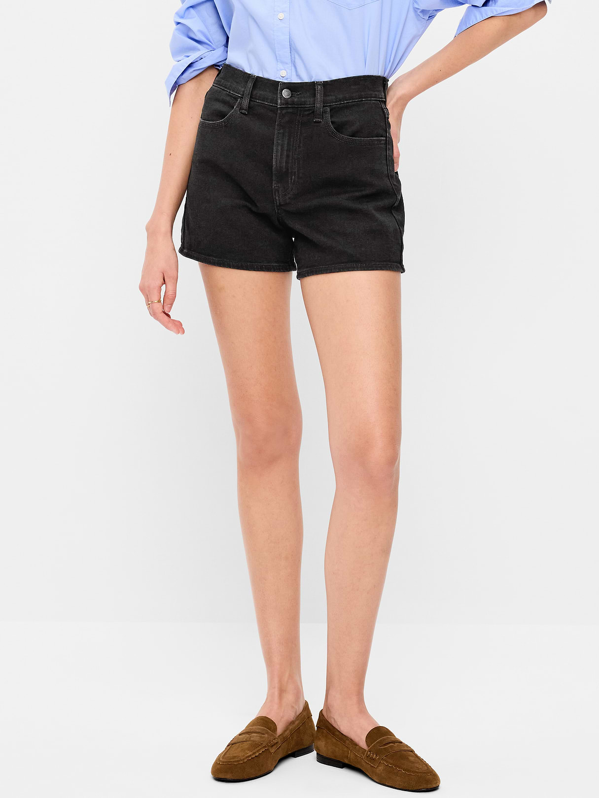High-Waisted Wow Jean Shorts -- 4-inch inseam - Black Jack