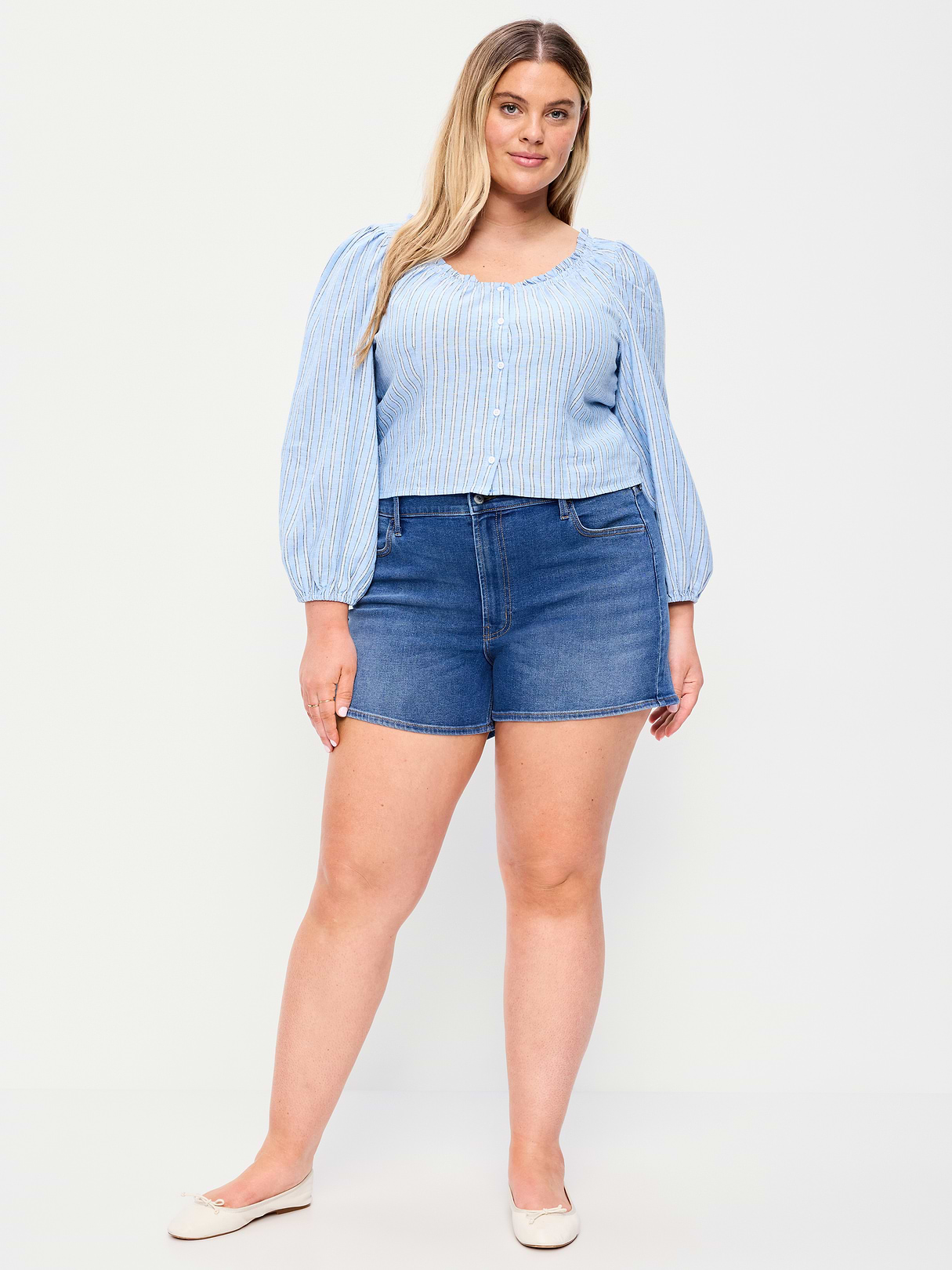 High-Waisted Wow Jean Shorts -- 4-inch inseam - New Moon