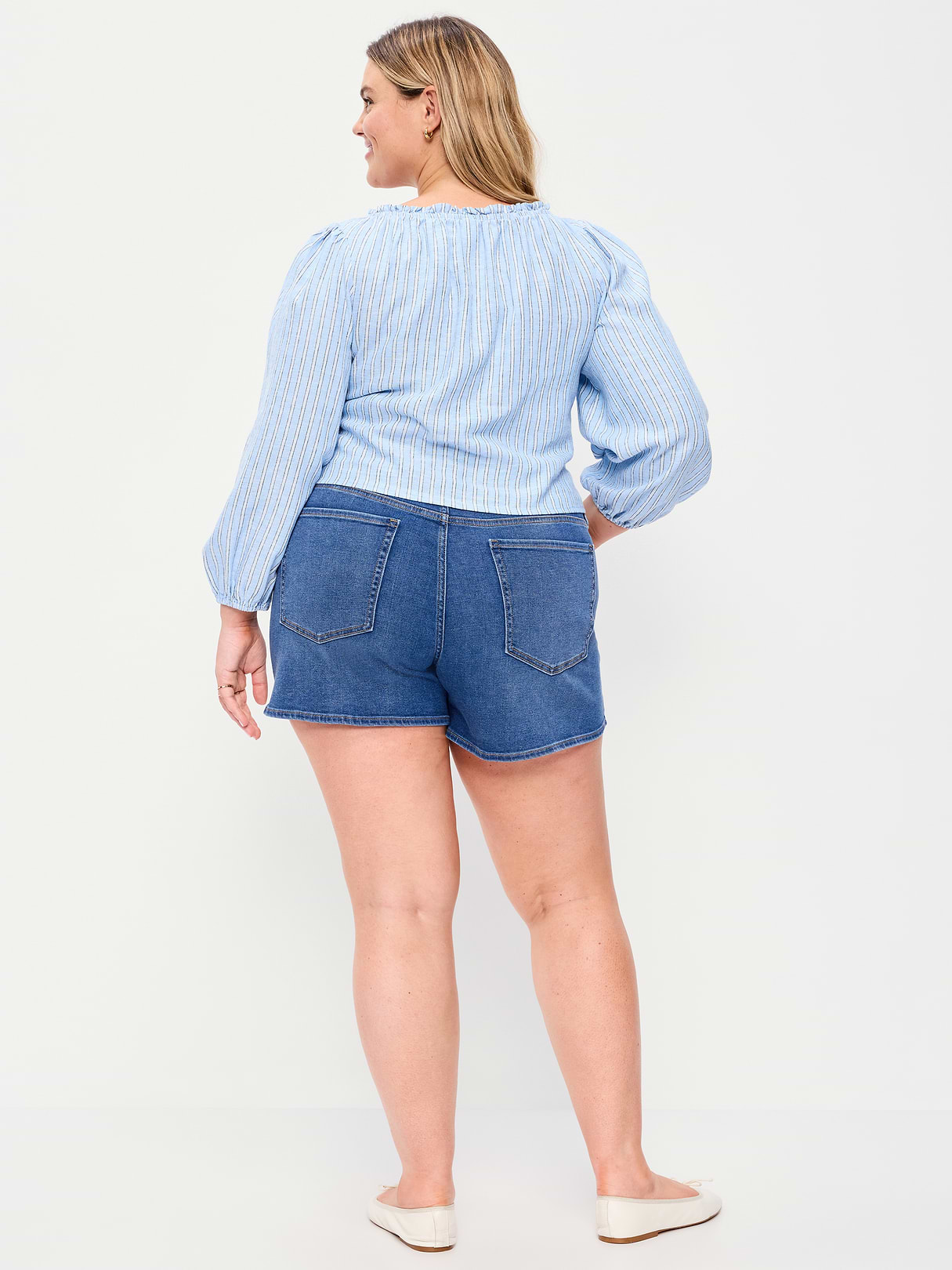 High-Waisted Wow Jean Shorts -- 4-inch inseam - New Moon