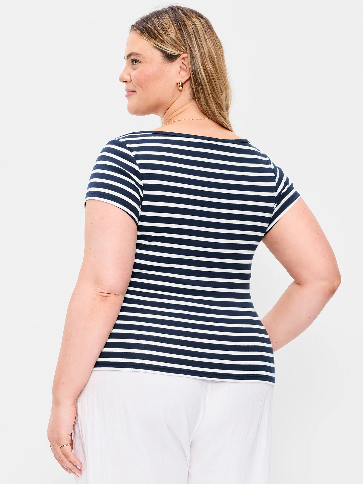 Snug Boatneck T-Shirt - Navy Stripe