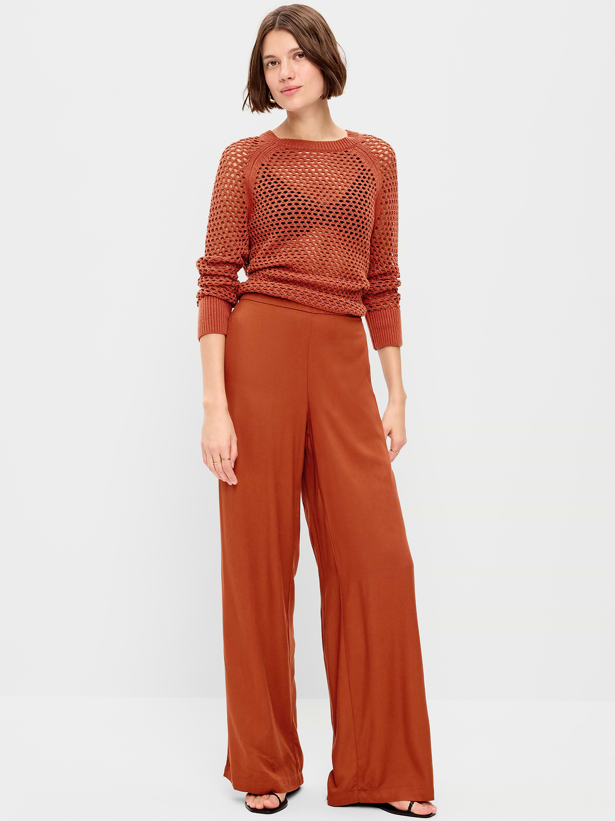 High-Waisted Playa Wide-Leg Pants - Russet Moon