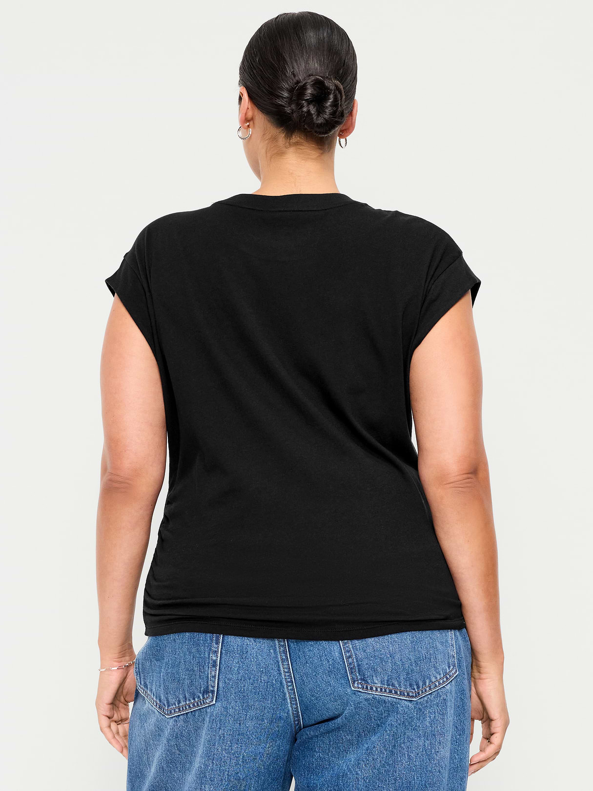 Cap-Sleeve Cinch-Waist Top - Black Jack