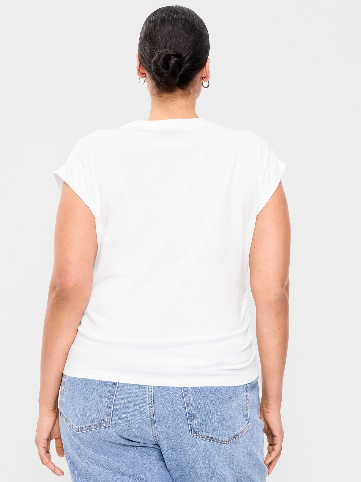 Cap-Sleeve Cinch-Waist Top - White Lilies