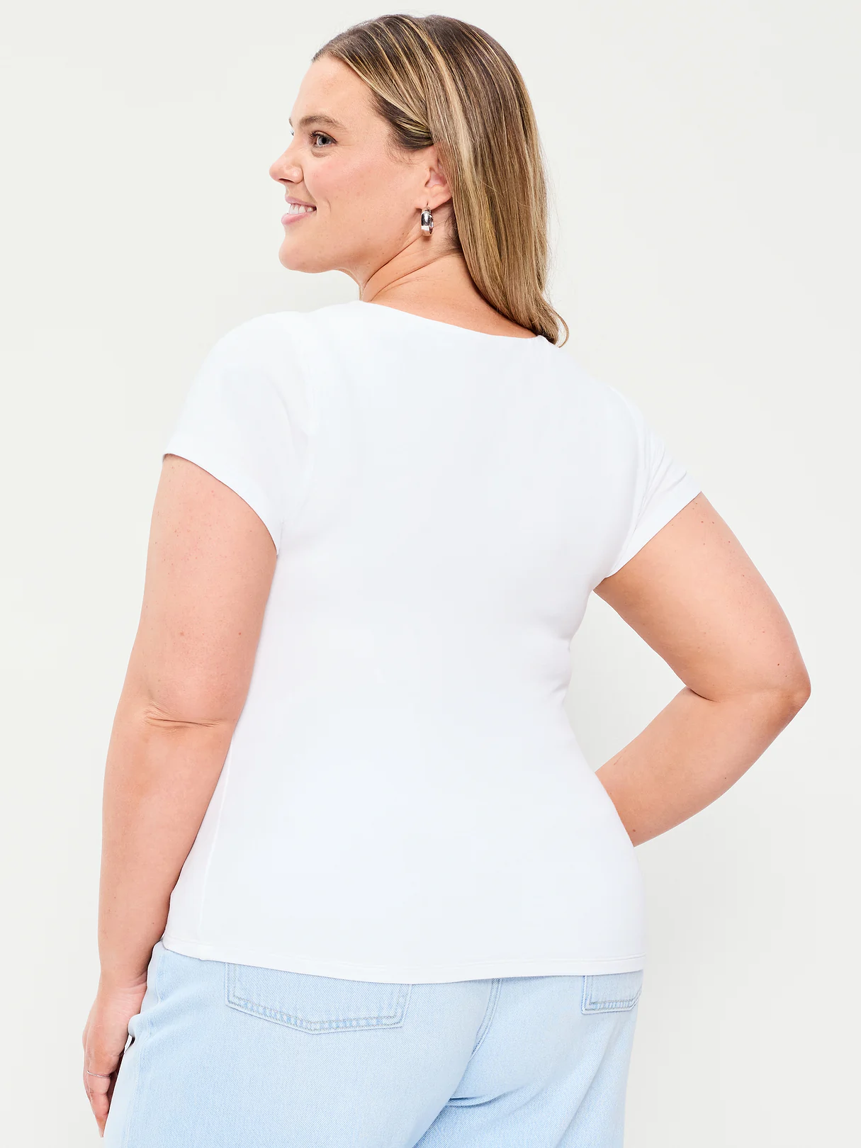 Hug Double-Layer Scoop-Neck Top - Calla Lilies