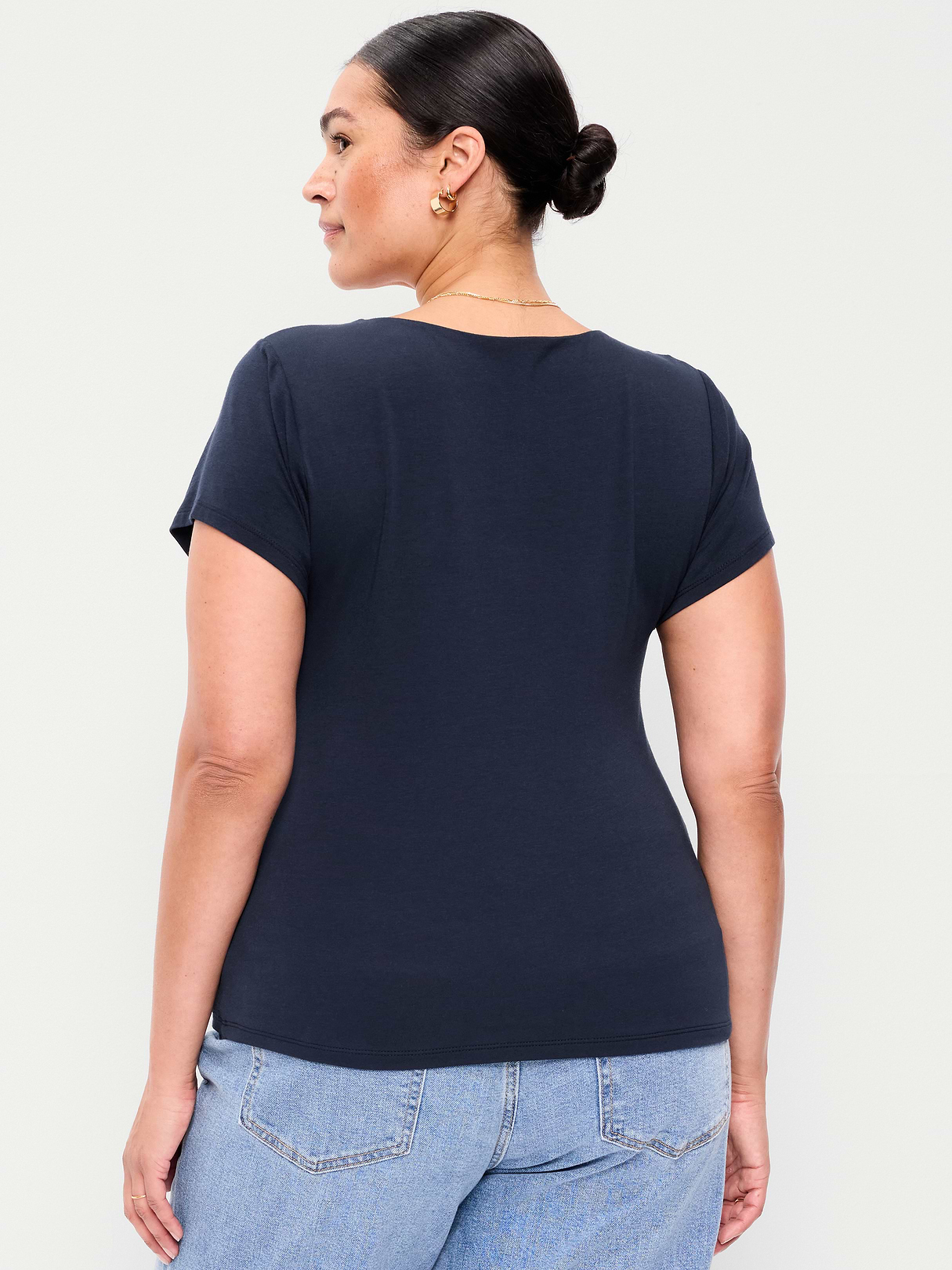 Hug Double-Layer Scoop-Neck Top - In the Navy