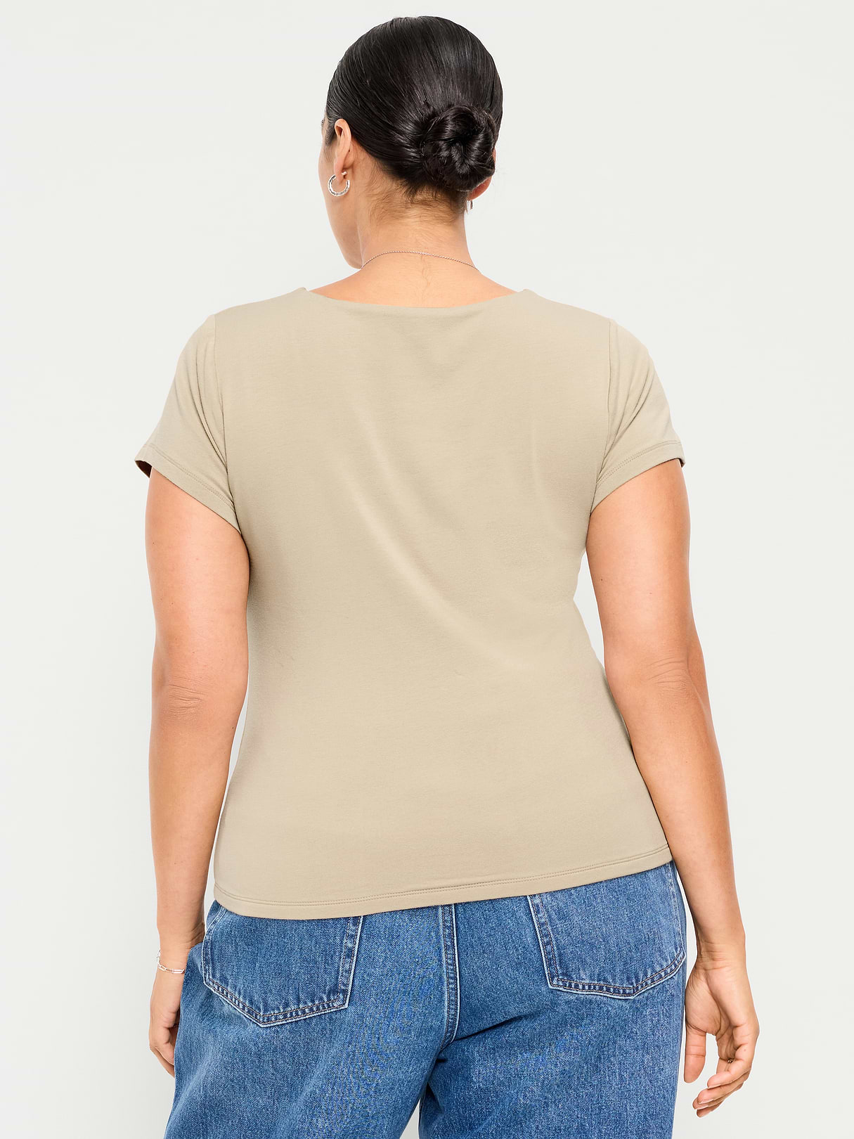 Hug Double-Layer Scoop-Neck Top - Mocha Taffy