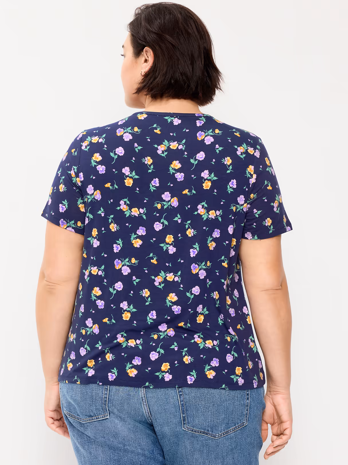 Luxe Crew-Neck T-Shirt - Blue Floral