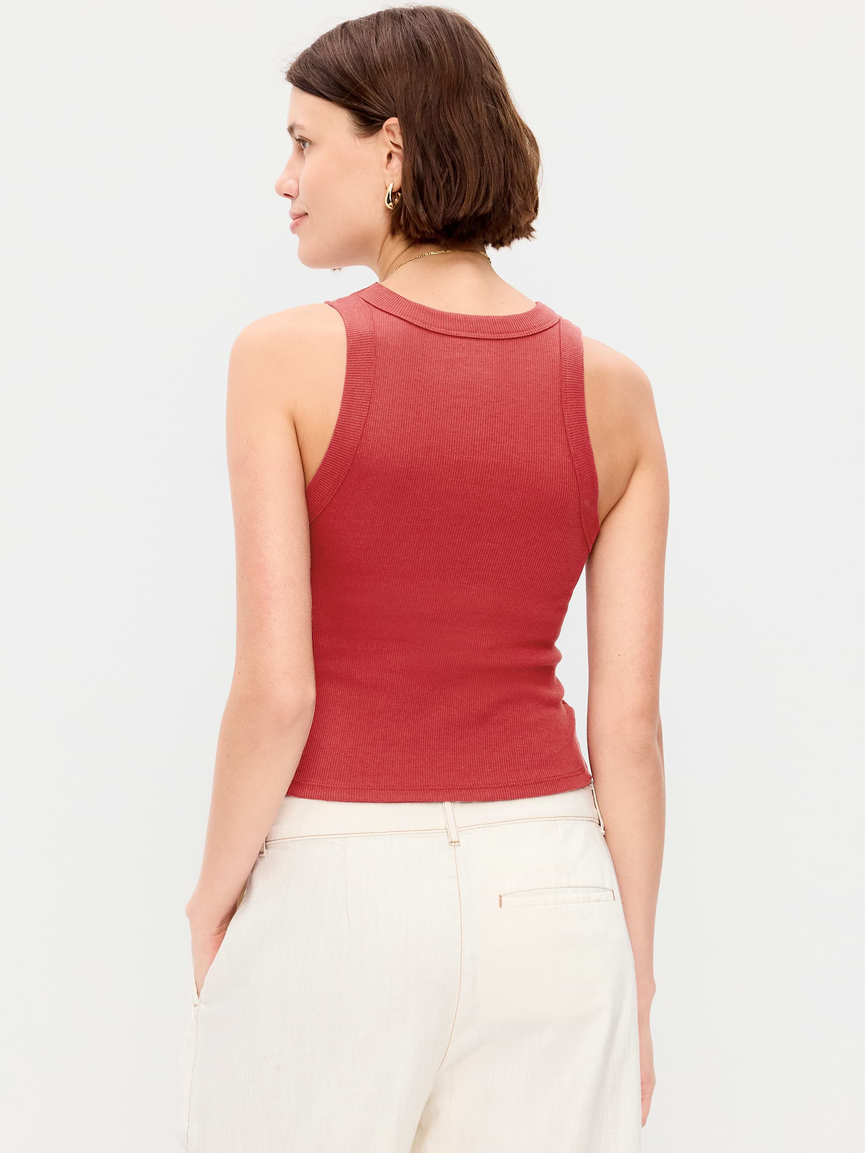 Crop Ribbed Tank Top - Loganberry