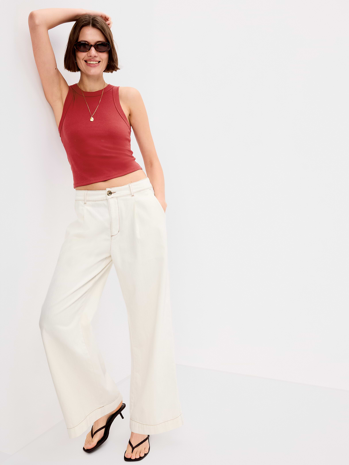 Crop Ribbed Tank Top - Loganberry