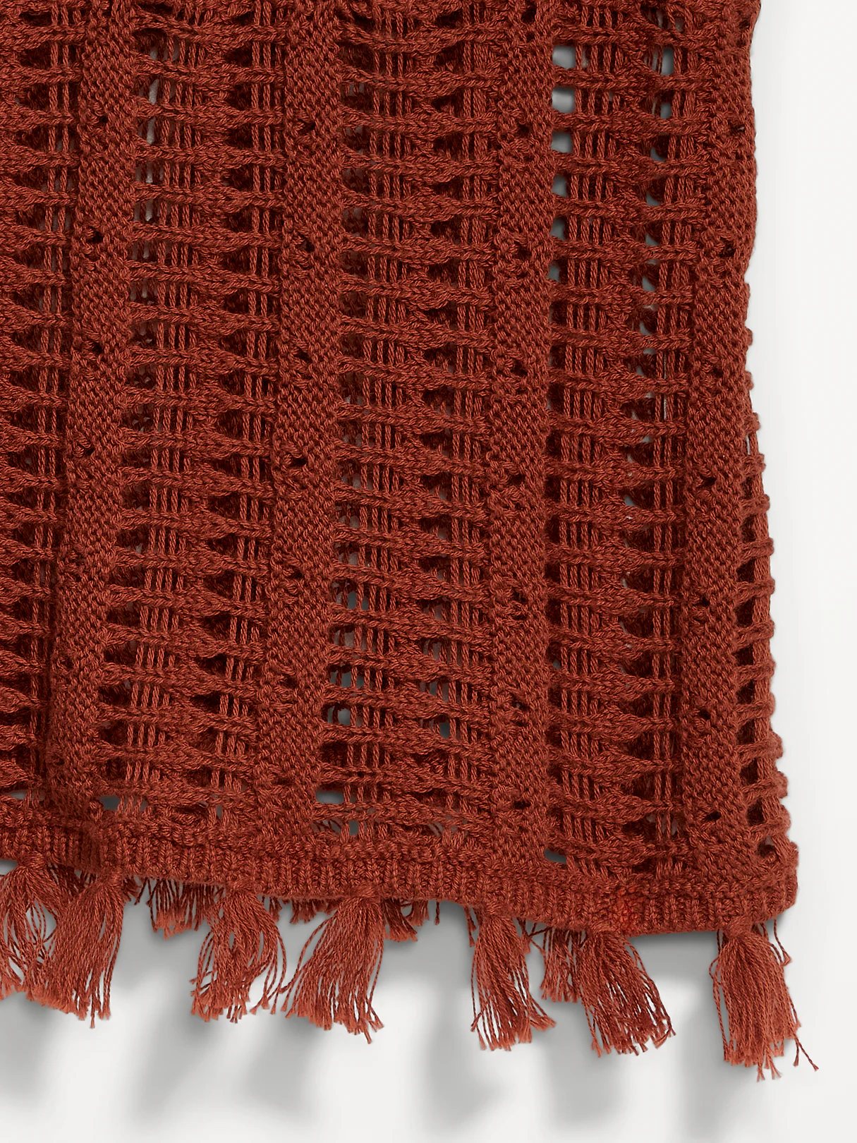 Open-Weave Seaside Cotton Fringe Tank Top - Russet Moon