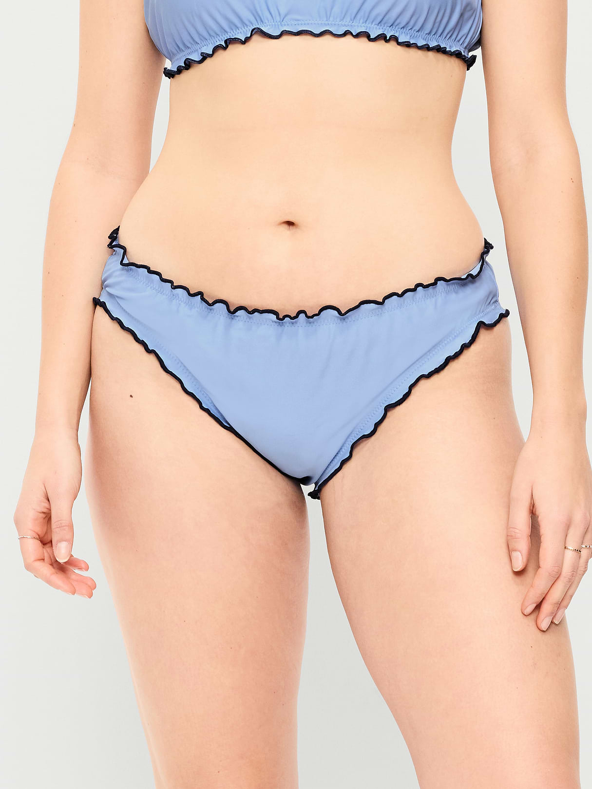 Mid-Rise Ruffle Trim Swim Bottoms - Lighthouse
