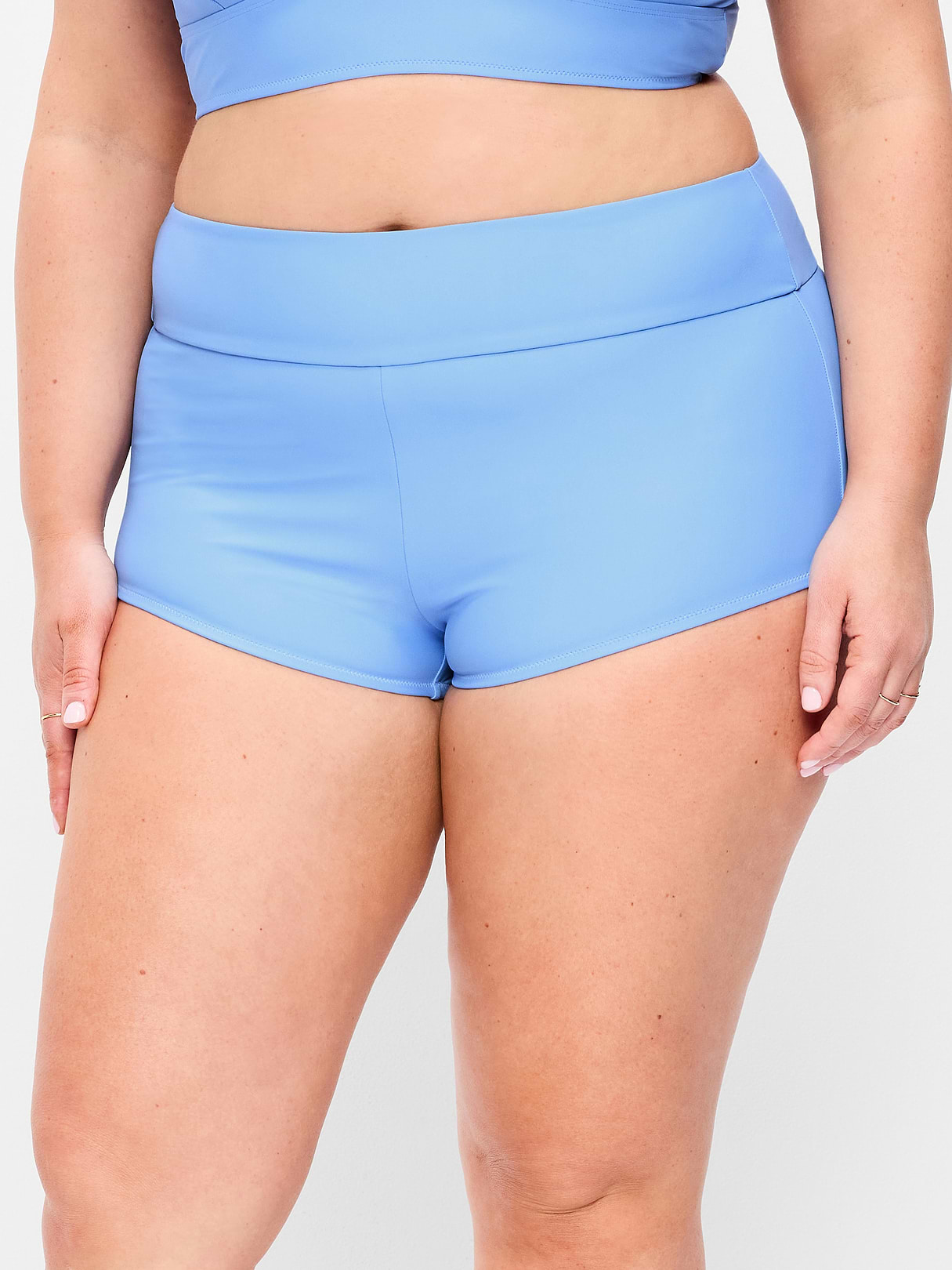 High-Waisted Retro Swim Bottoms - Lighthouse
