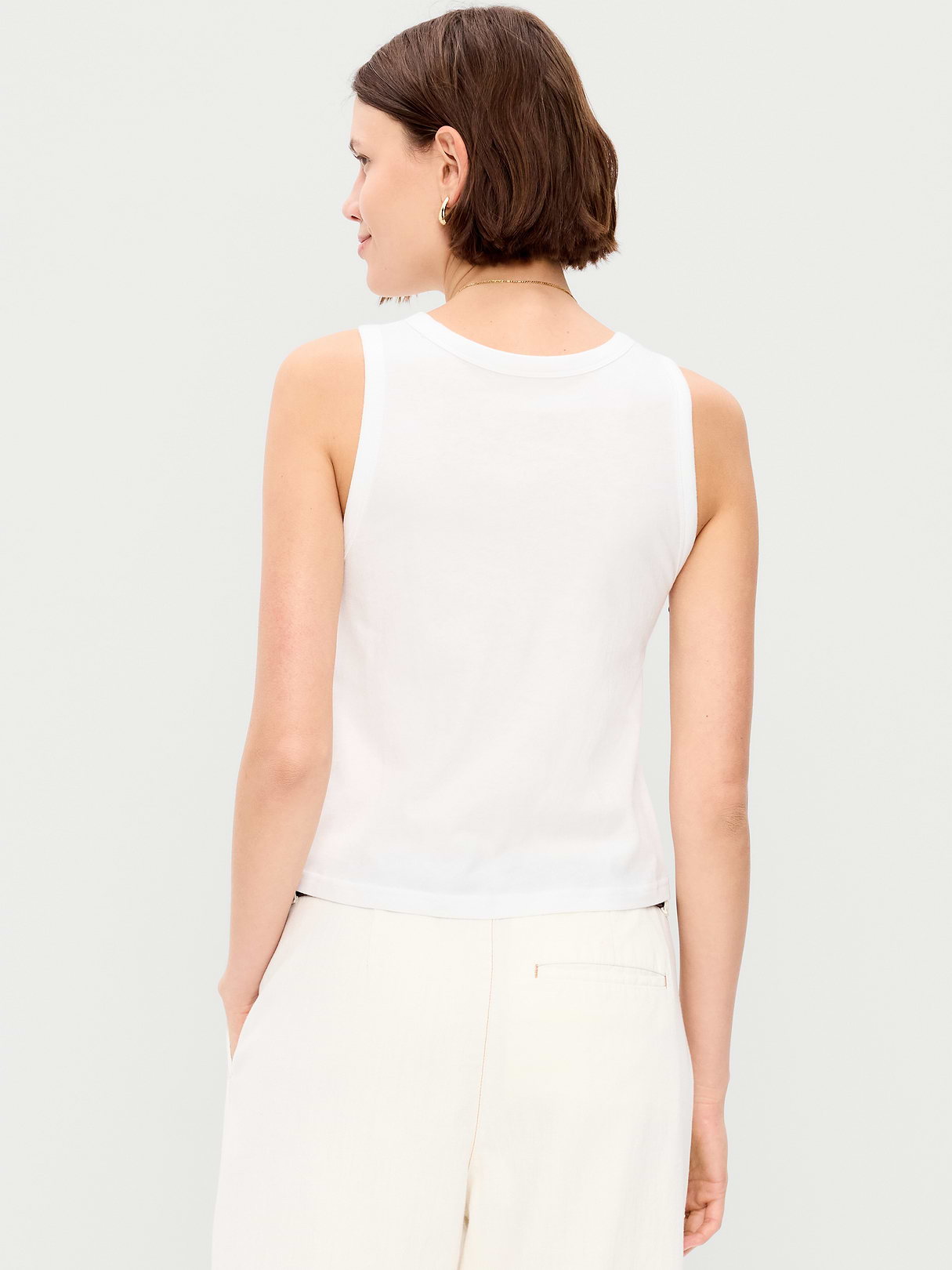 Relaxed Scoop-Neck Tank Top - White Lilies