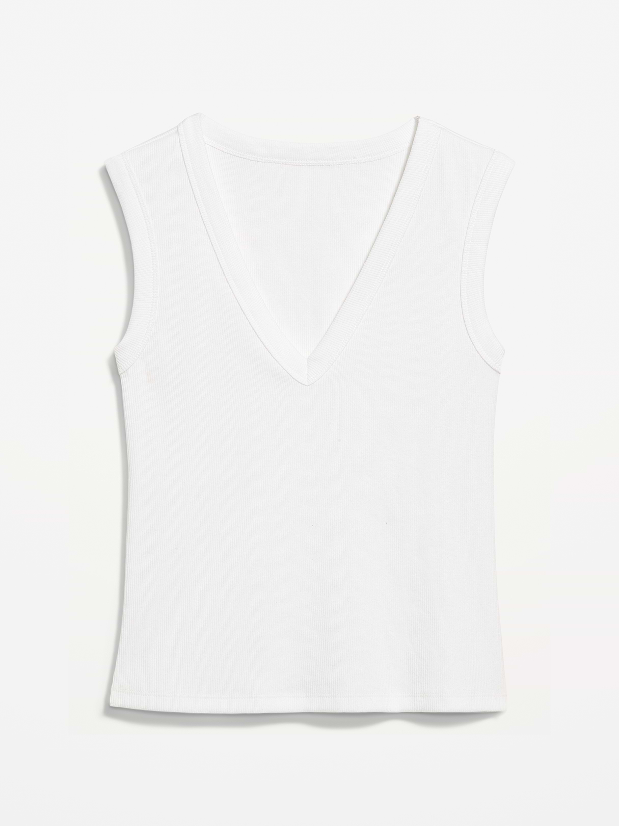 Snug Crop V-Neck Ribbed Tank Top - Calla Lilies