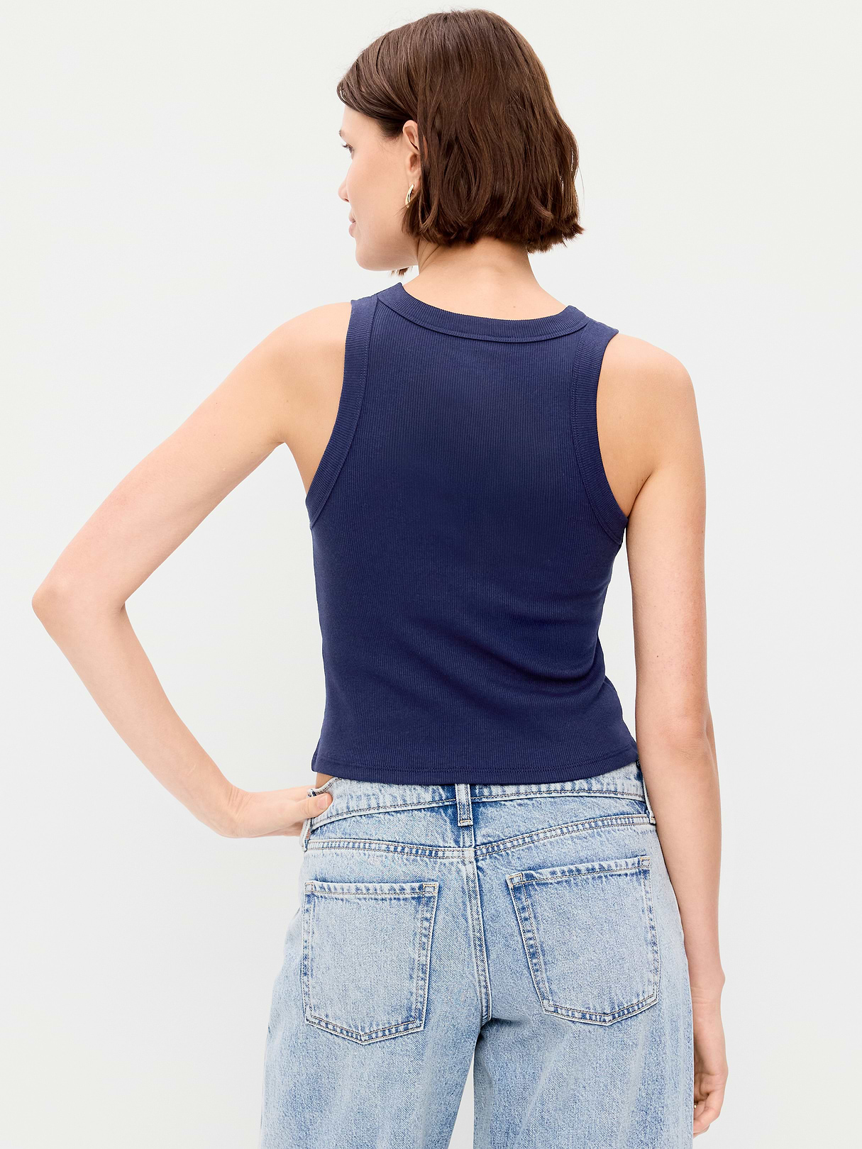 Crop Ribbed Tank Top - Arctic Depth