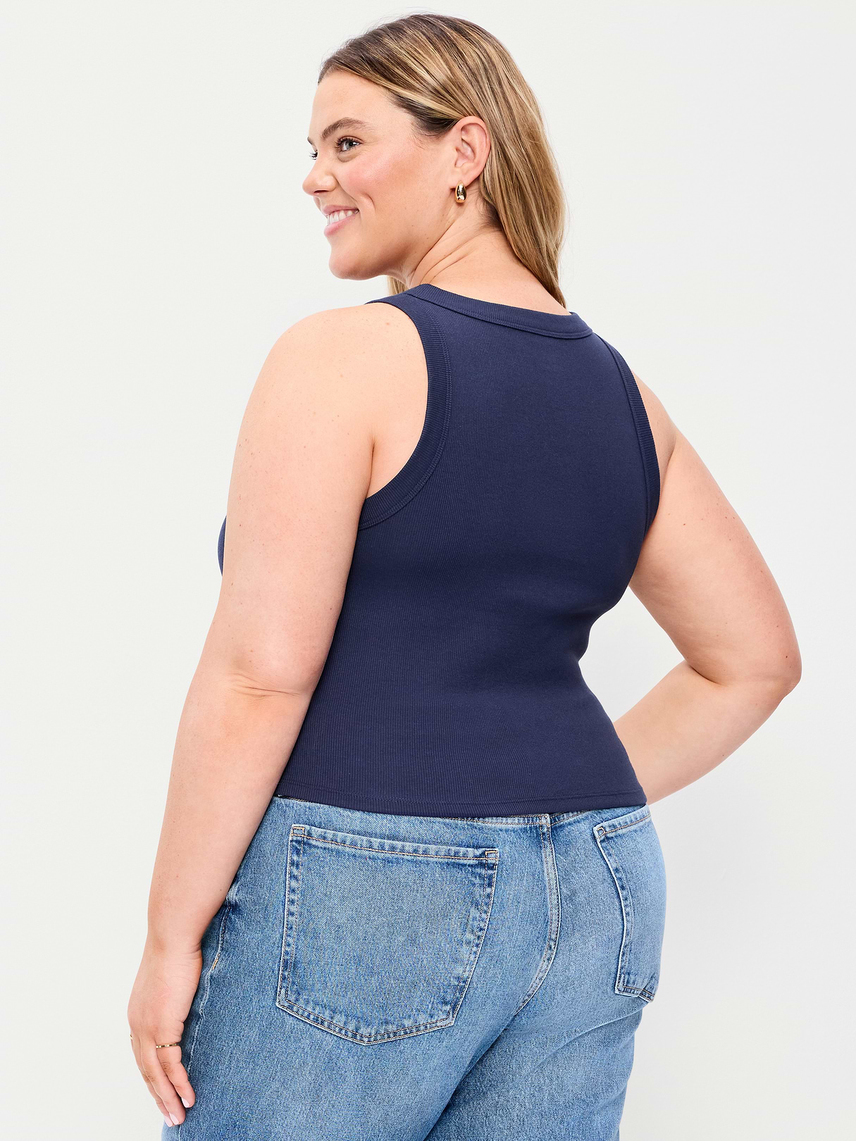 Crop Ribbed Tank Top - Arctic Depth