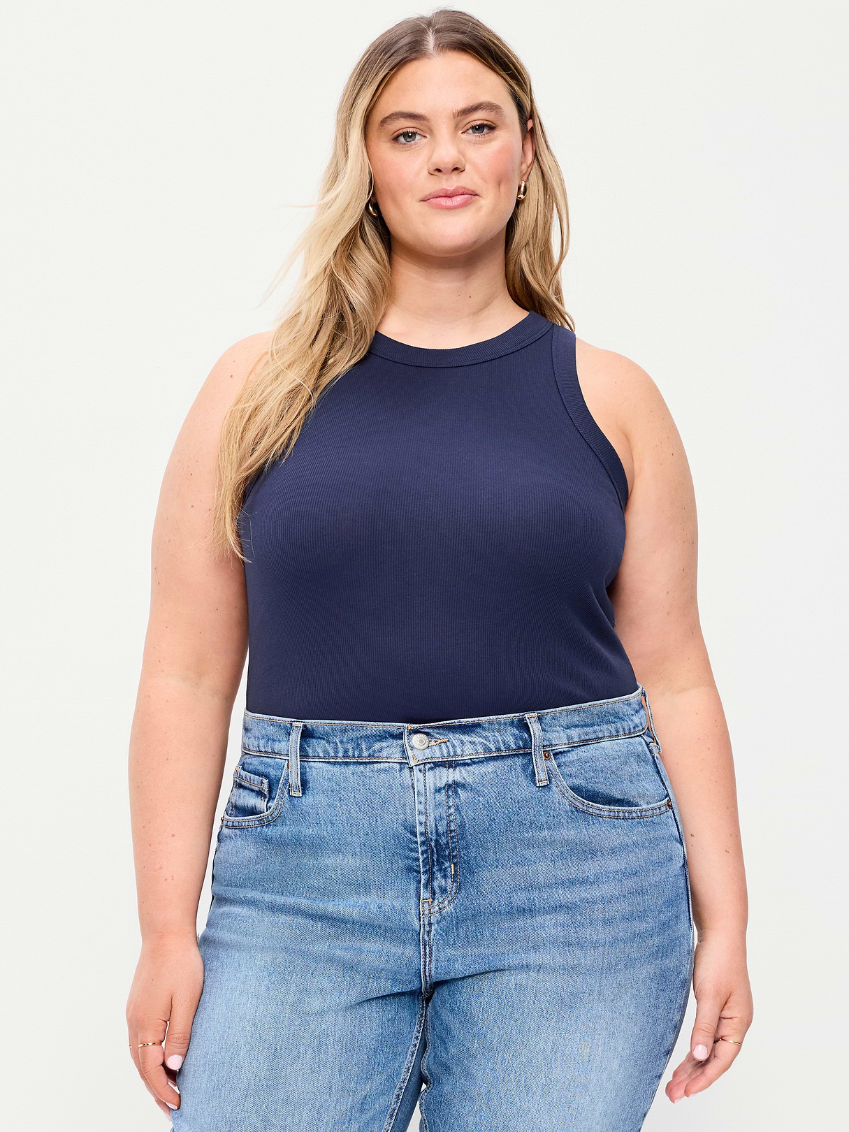 Crop Ribbed Tank Top - Arctic Depth