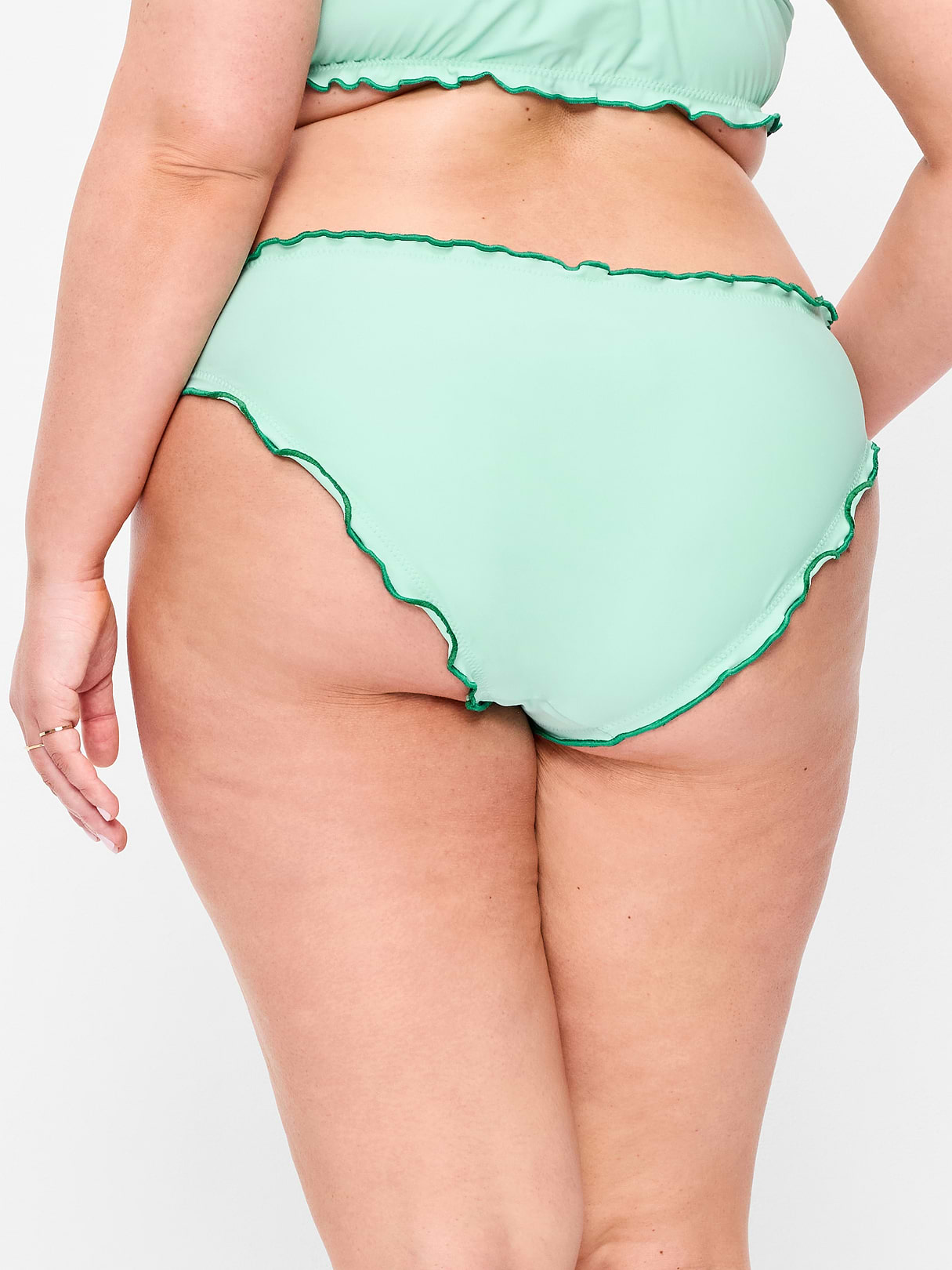 Mid-Rise Ruffle Trim Swim Bottoms - Palo Verde