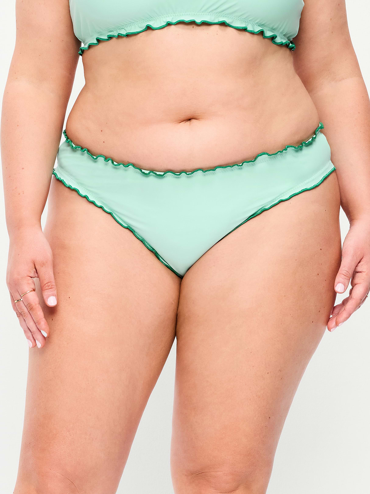 Mid-Rise Ruffle Trim Swim Bottoms - Palo Verde