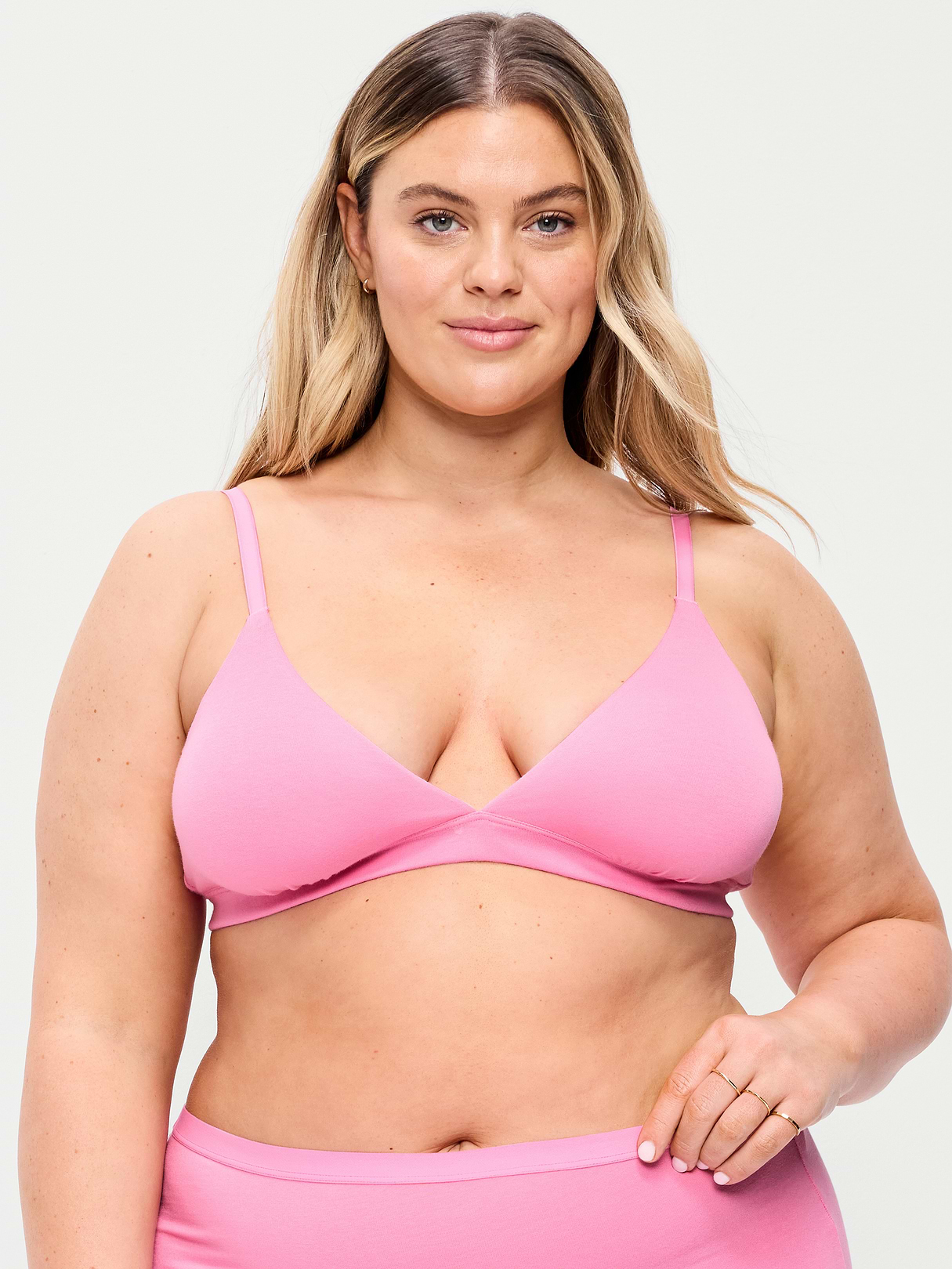 Everyday Cotton Triangle Bralette - Hydrangea Pink