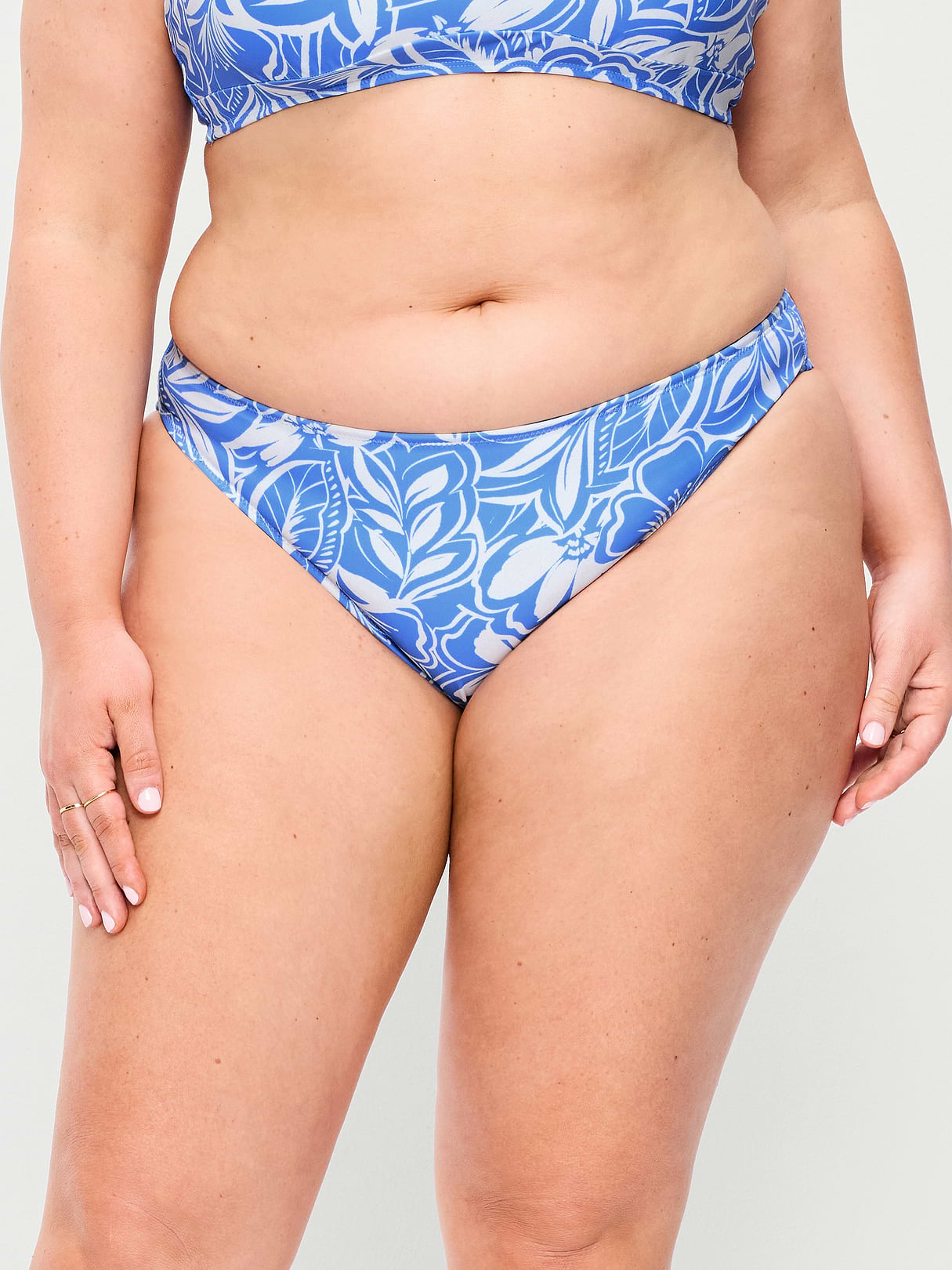 Mid-Rise Bikini Swim Bottoms - Blue Floral