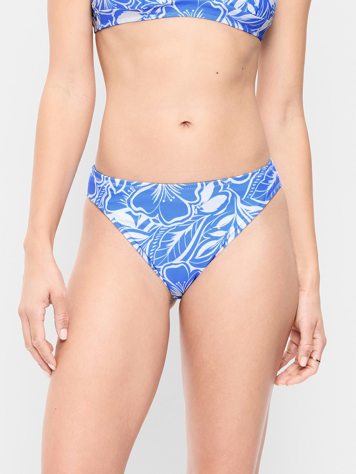Mid-Rise Bikini Swim Bottoms - Blue Floral