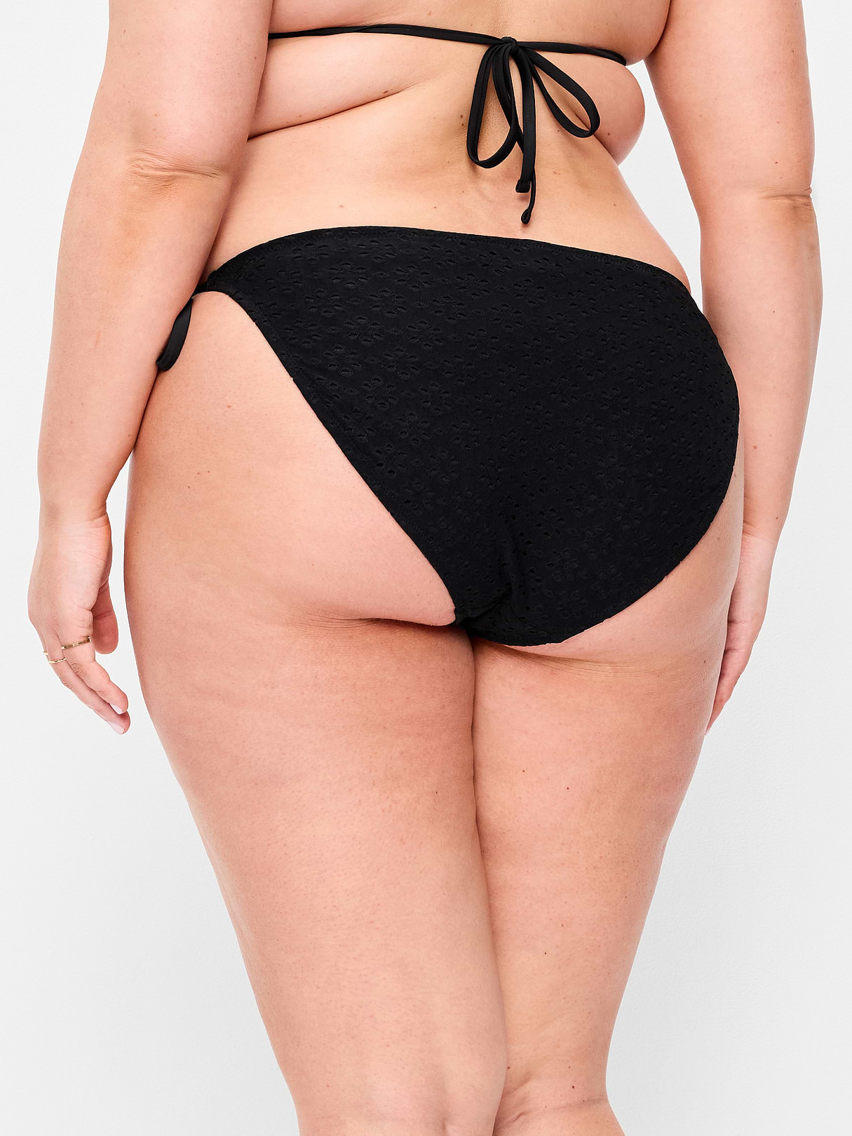 Eyelet String Bikini Swim Bottoms - Black Jack