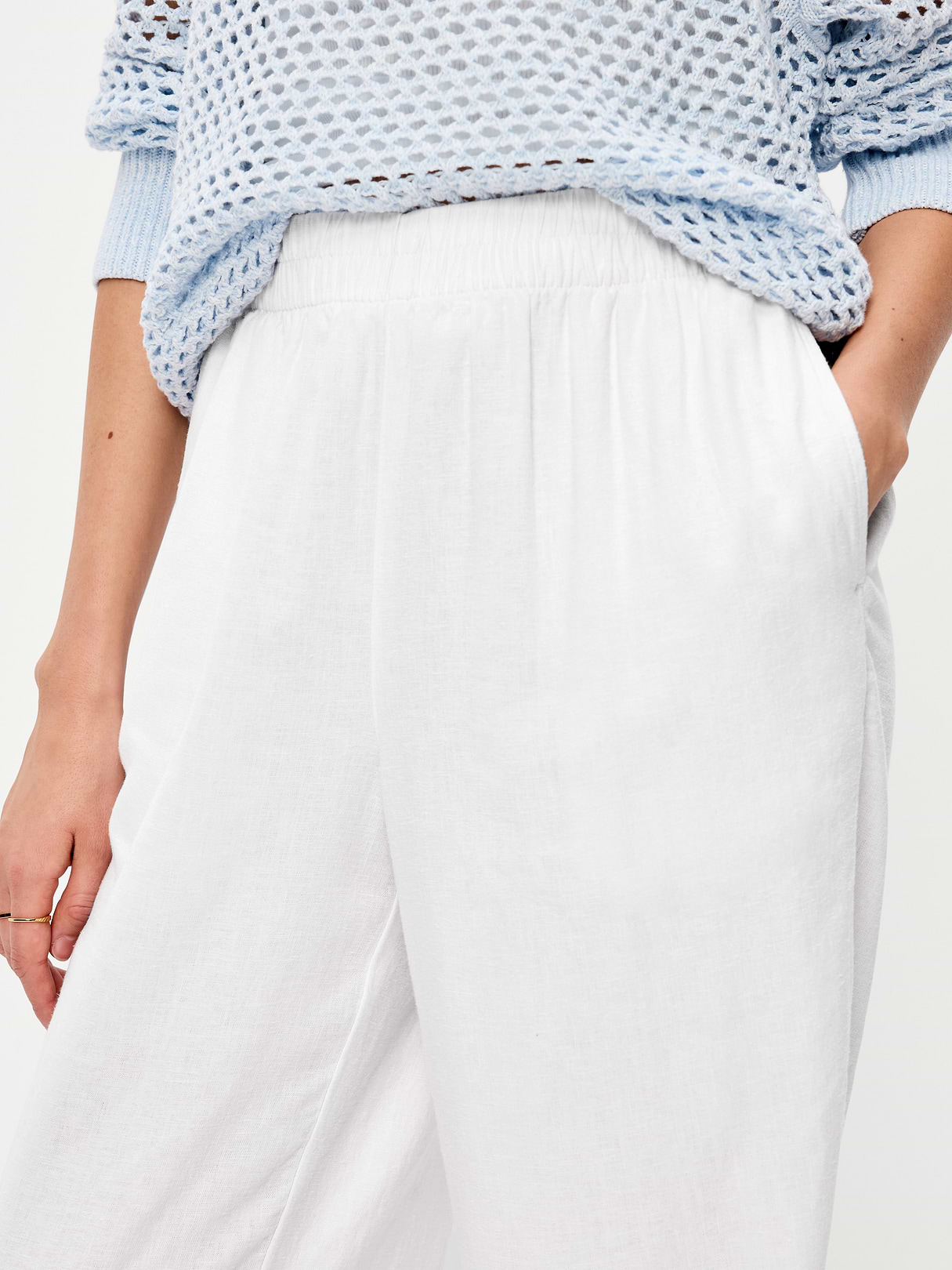 High-Waisted Linen-Blend Super Wide-Leg Pants - Calla Lilies