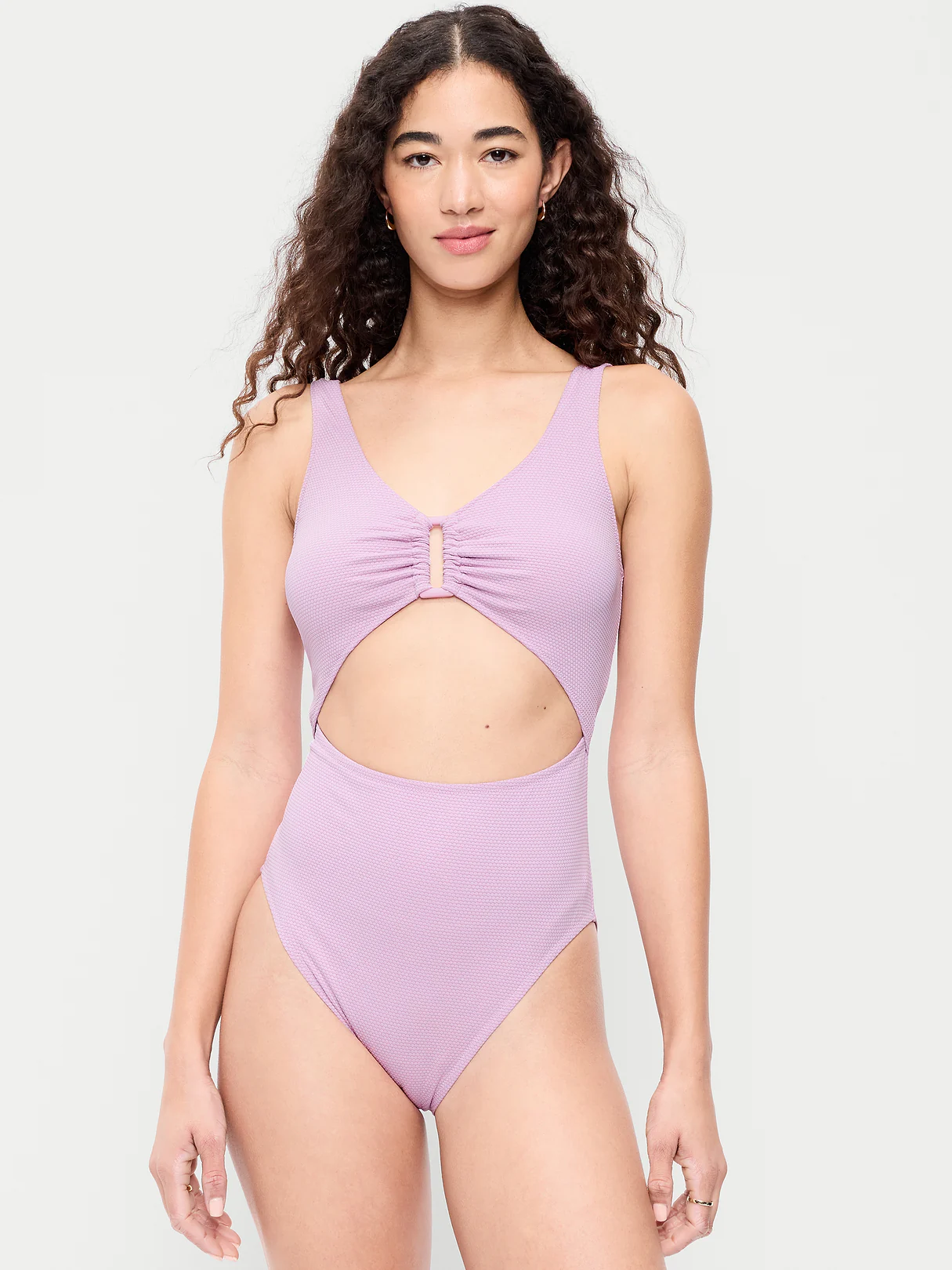 Textured One-Piece Cut-Out Swimsuit - Wild Aster