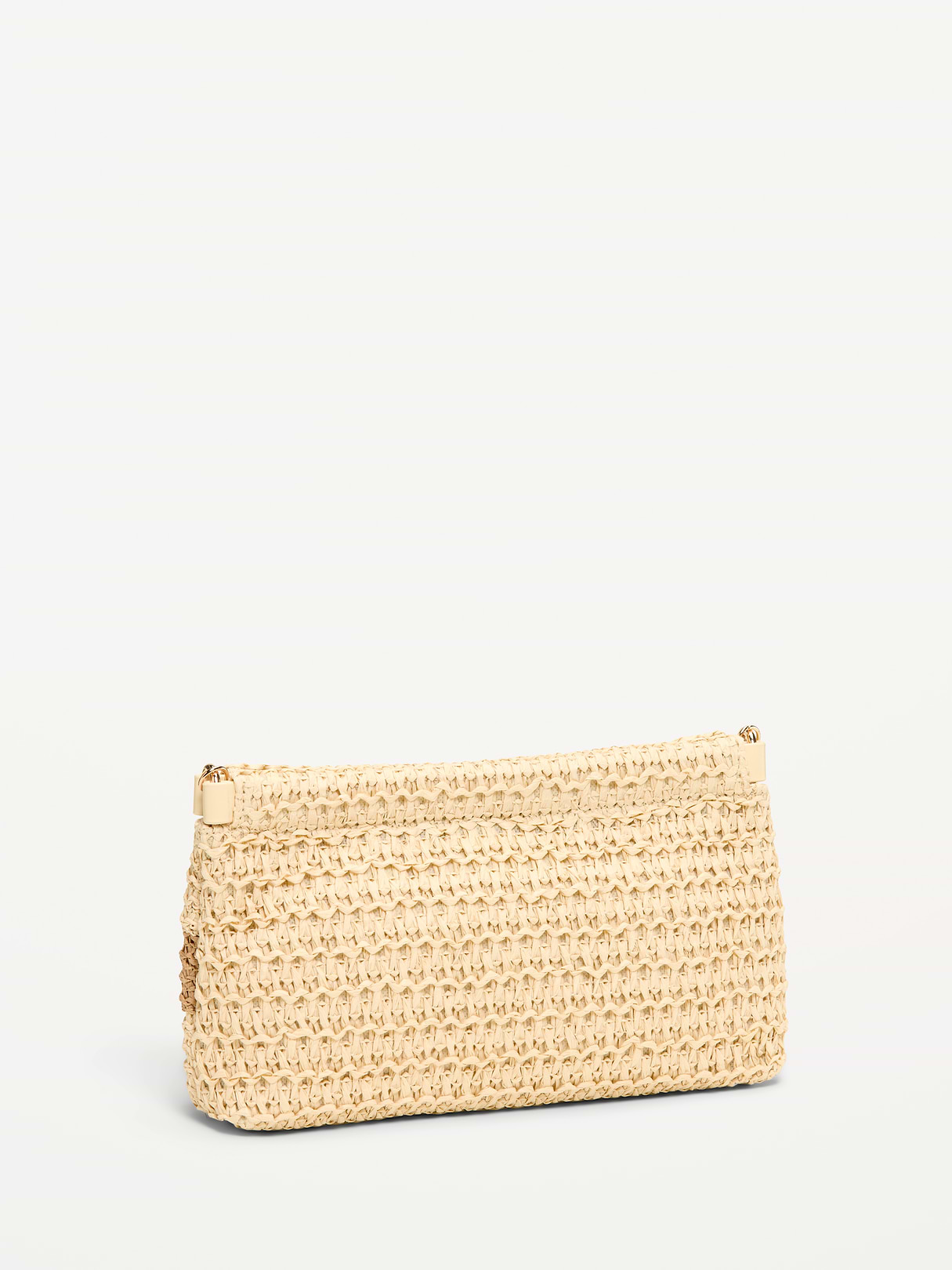 Ruffled Raffia Shoulder Bag - Natural White