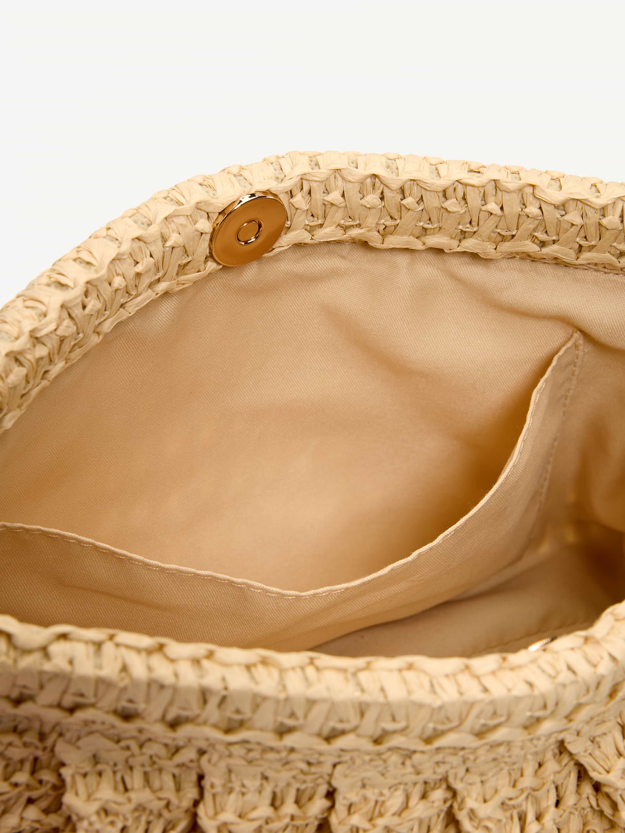 Ruffled Raffia Shoulder Bag - Natural White