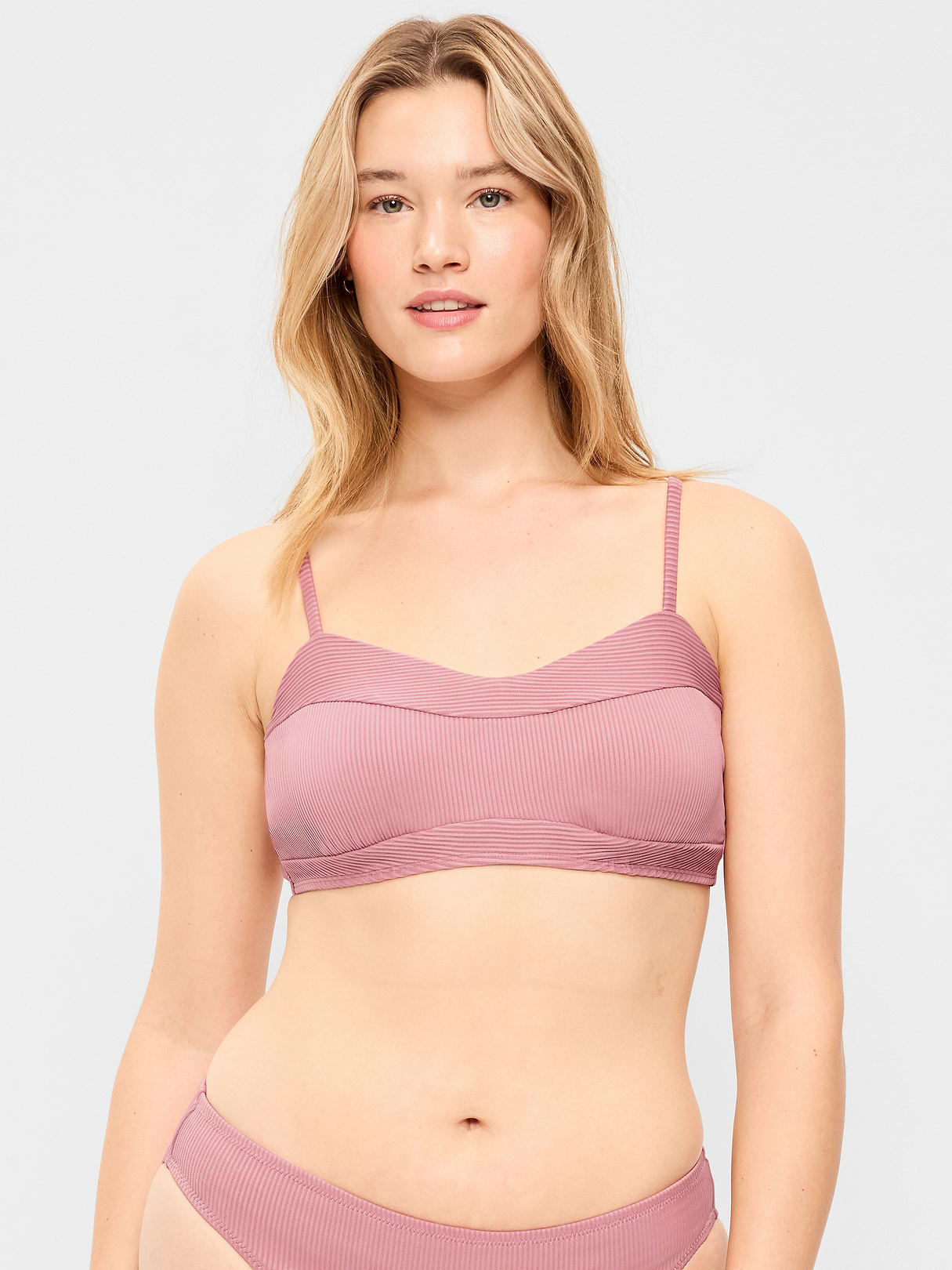 Ribbed Bra Bikini Swim Top - Dusty Birch