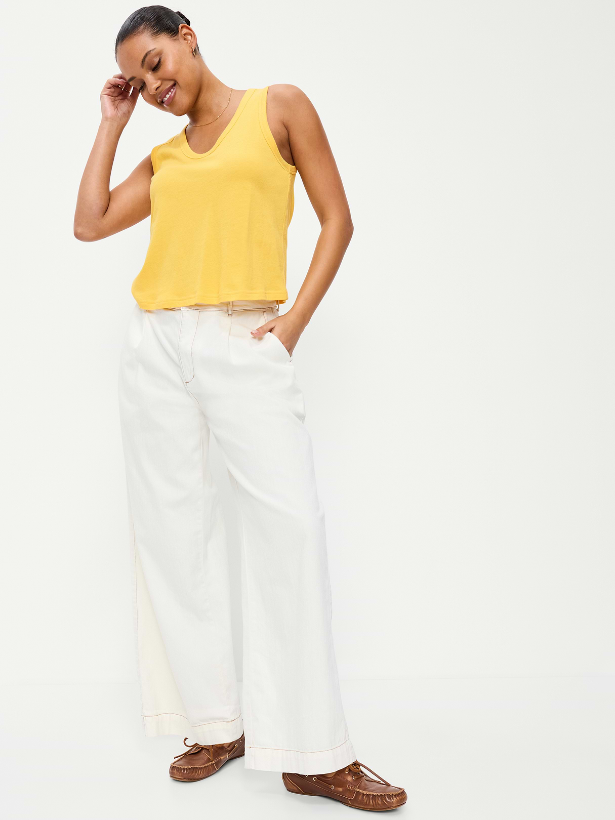 Relaxed Scoop-Neck Tank Top - Golden Yarrow