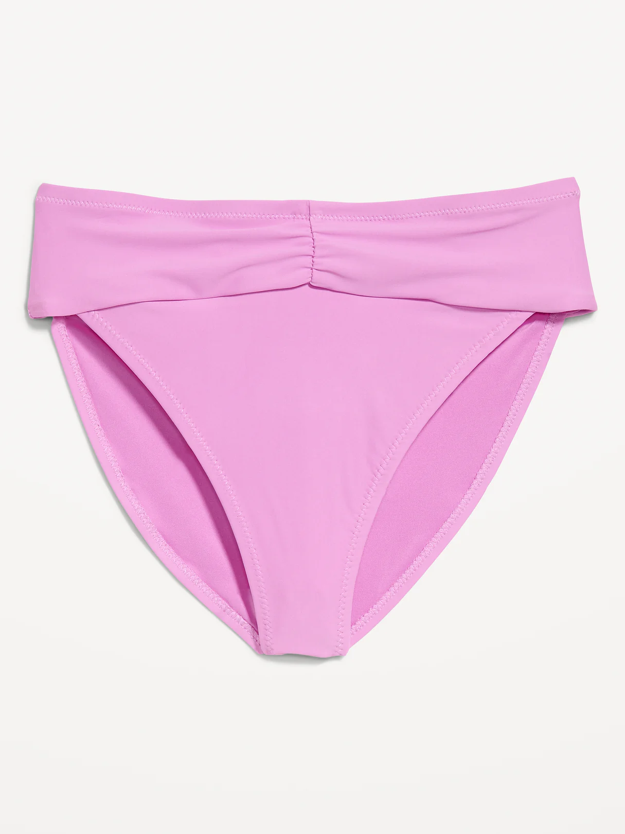 High-Waisted Cinched Bikini Swim Bottoms - Rock Rose