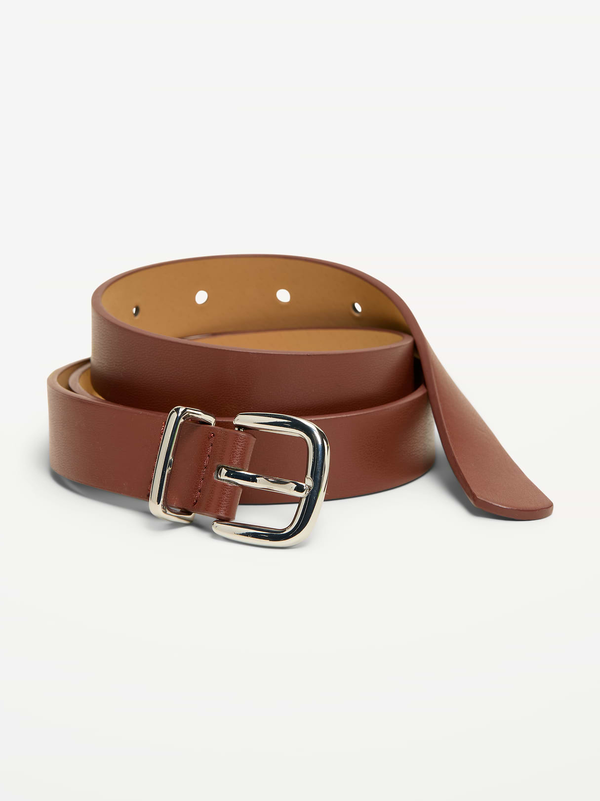 Classic Faux-Leather Belt - Dark Cognac